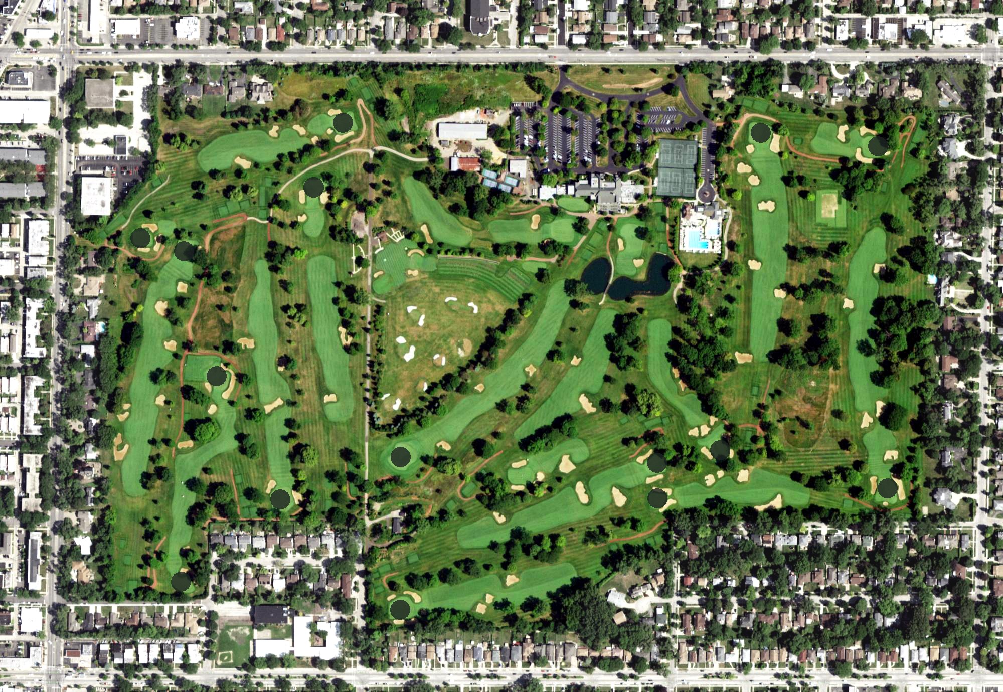 Aerial view of Evanston Golf Club, IL