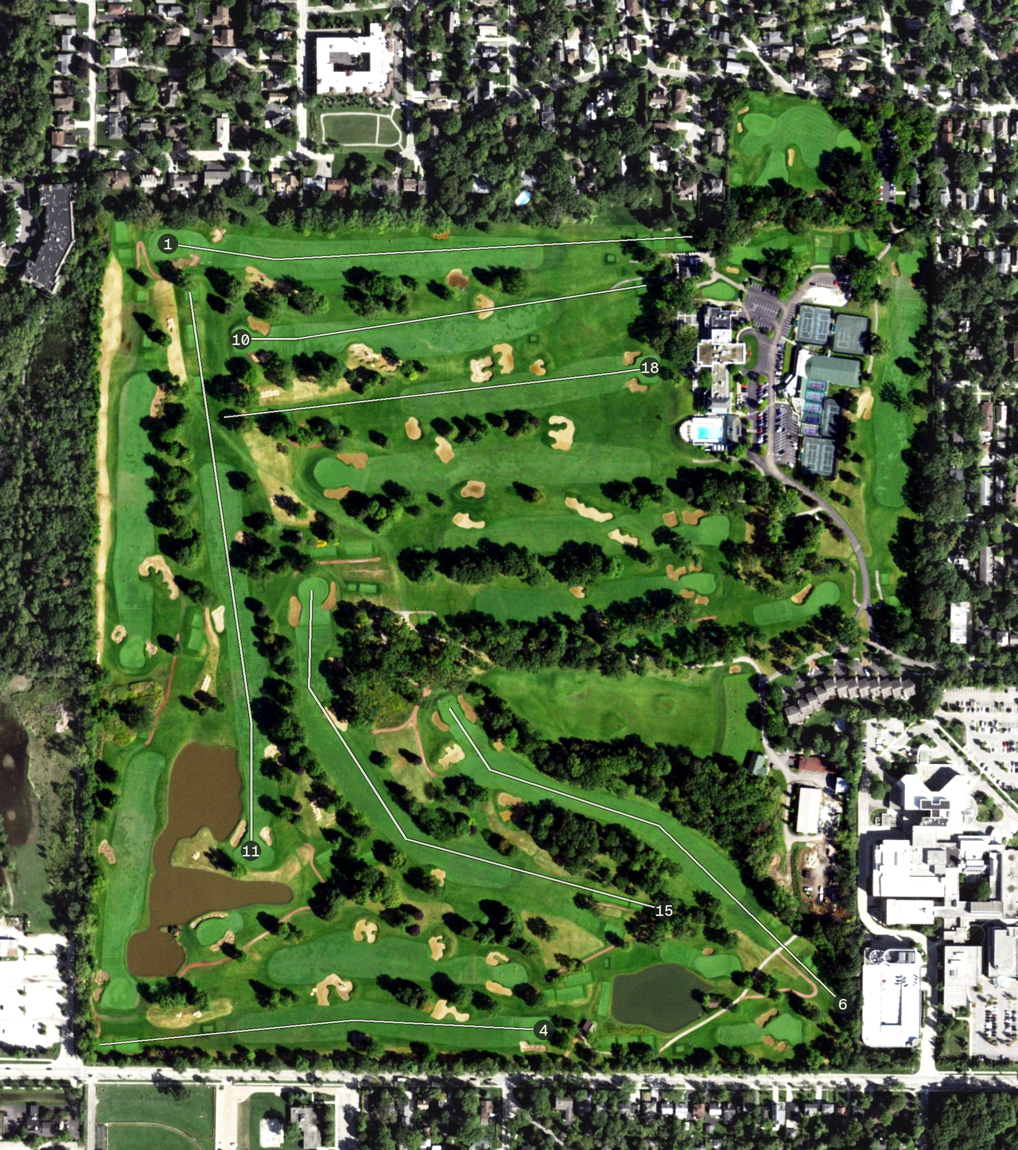 Aerial view of Exmoor Country Club, IL