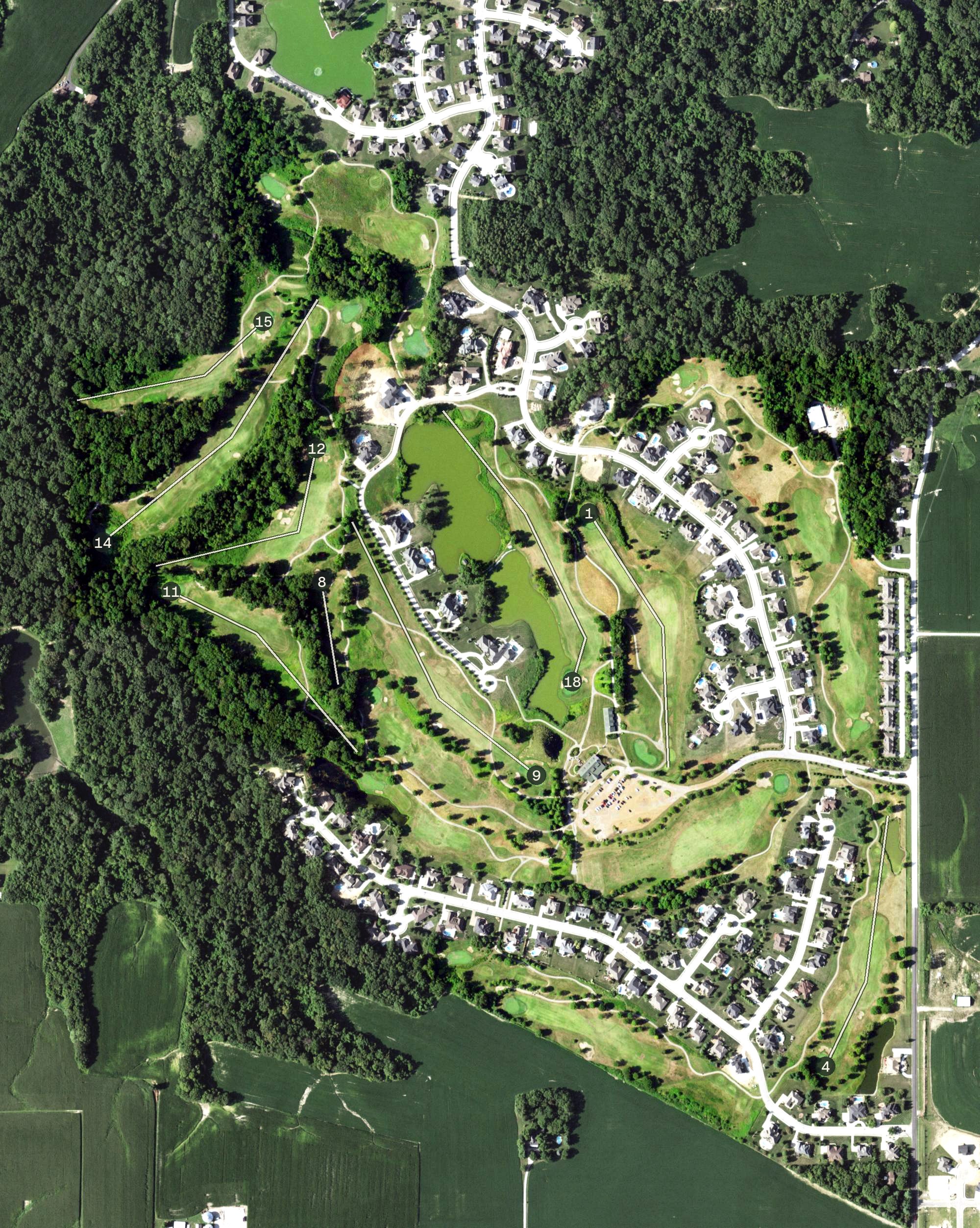 Aerial view of Far Oaks Golf Club, IL