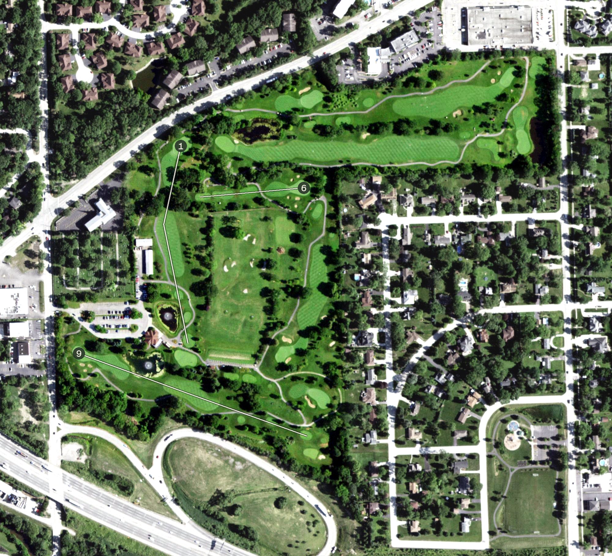Aerial view of Flagg Creek Golf Course, IL
