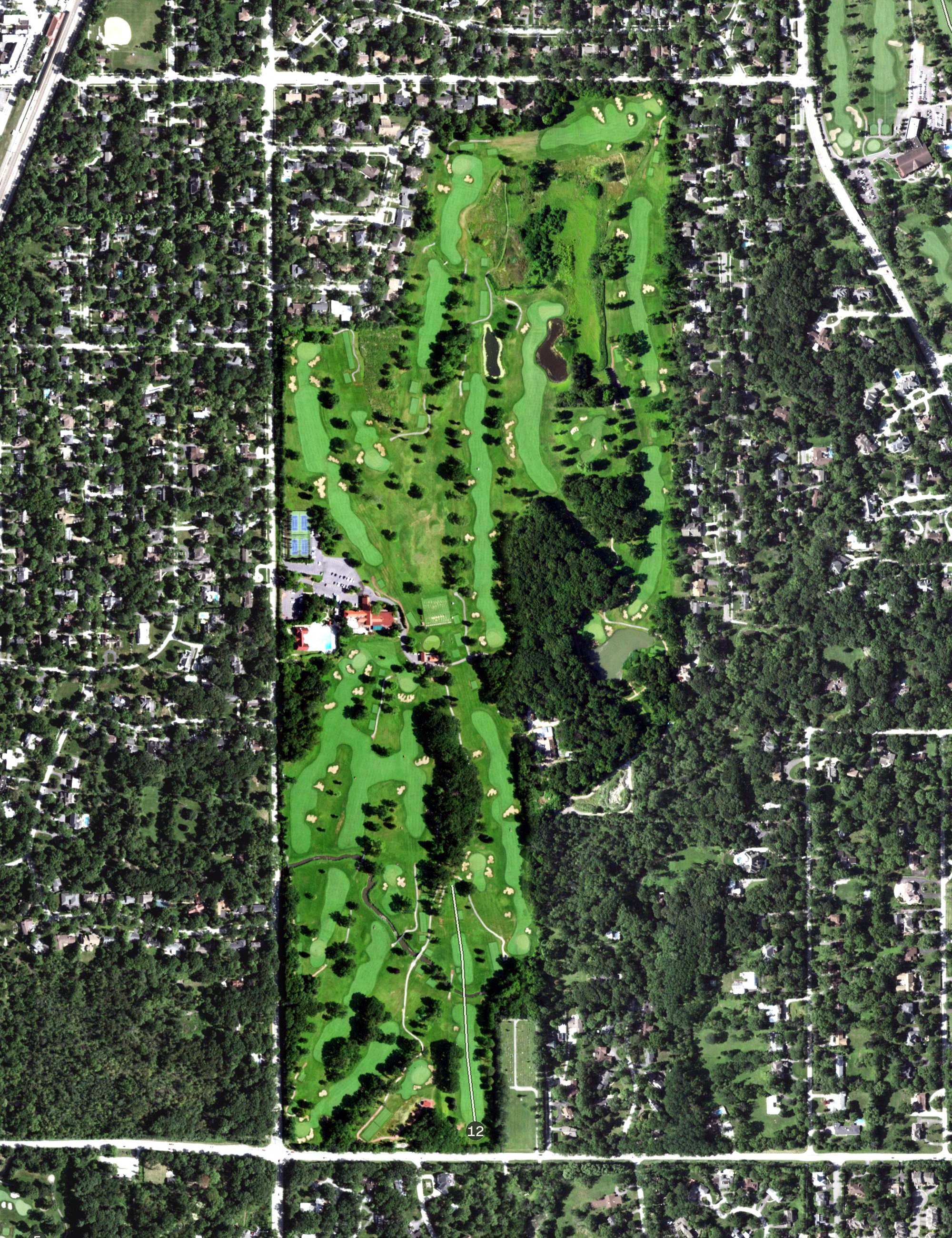 Aerial view of Flossmoor Country Club, IL