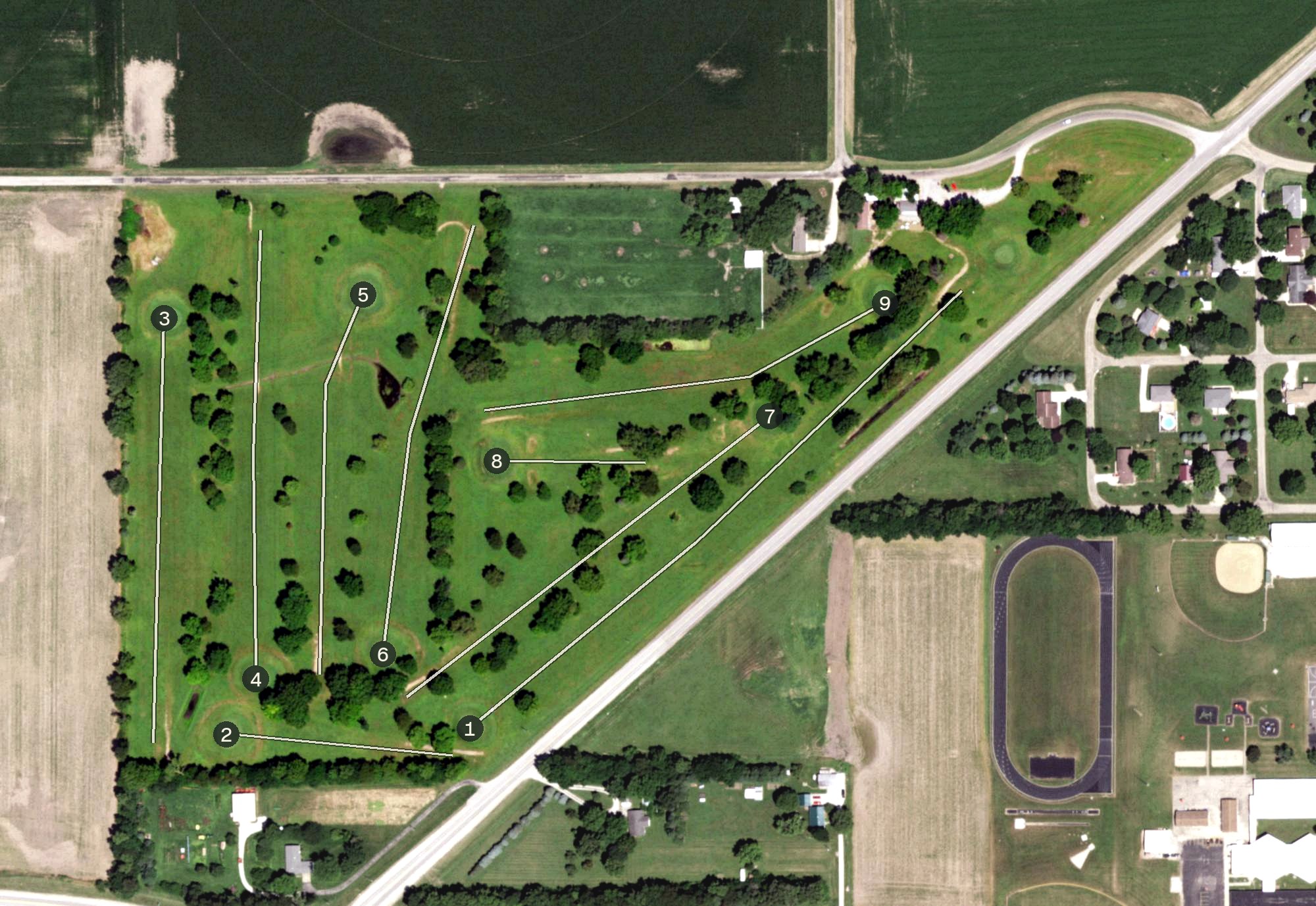 Aerial view of Four Willows Golf Course, IL
