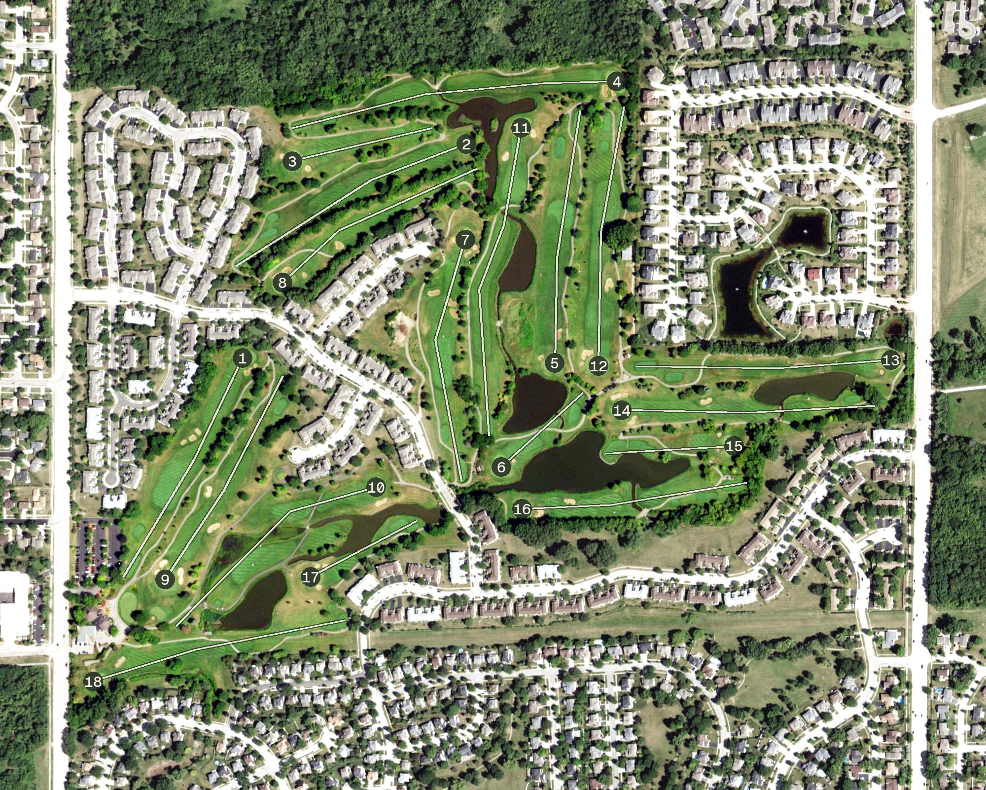 Aerial view of Fox Run Golf Links, IL