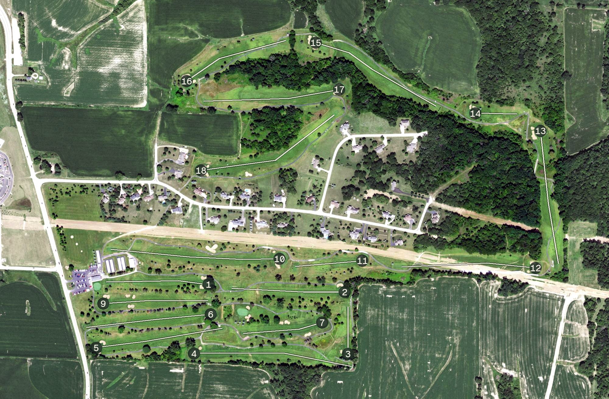 Aerial view of Galena Golf Club, IL