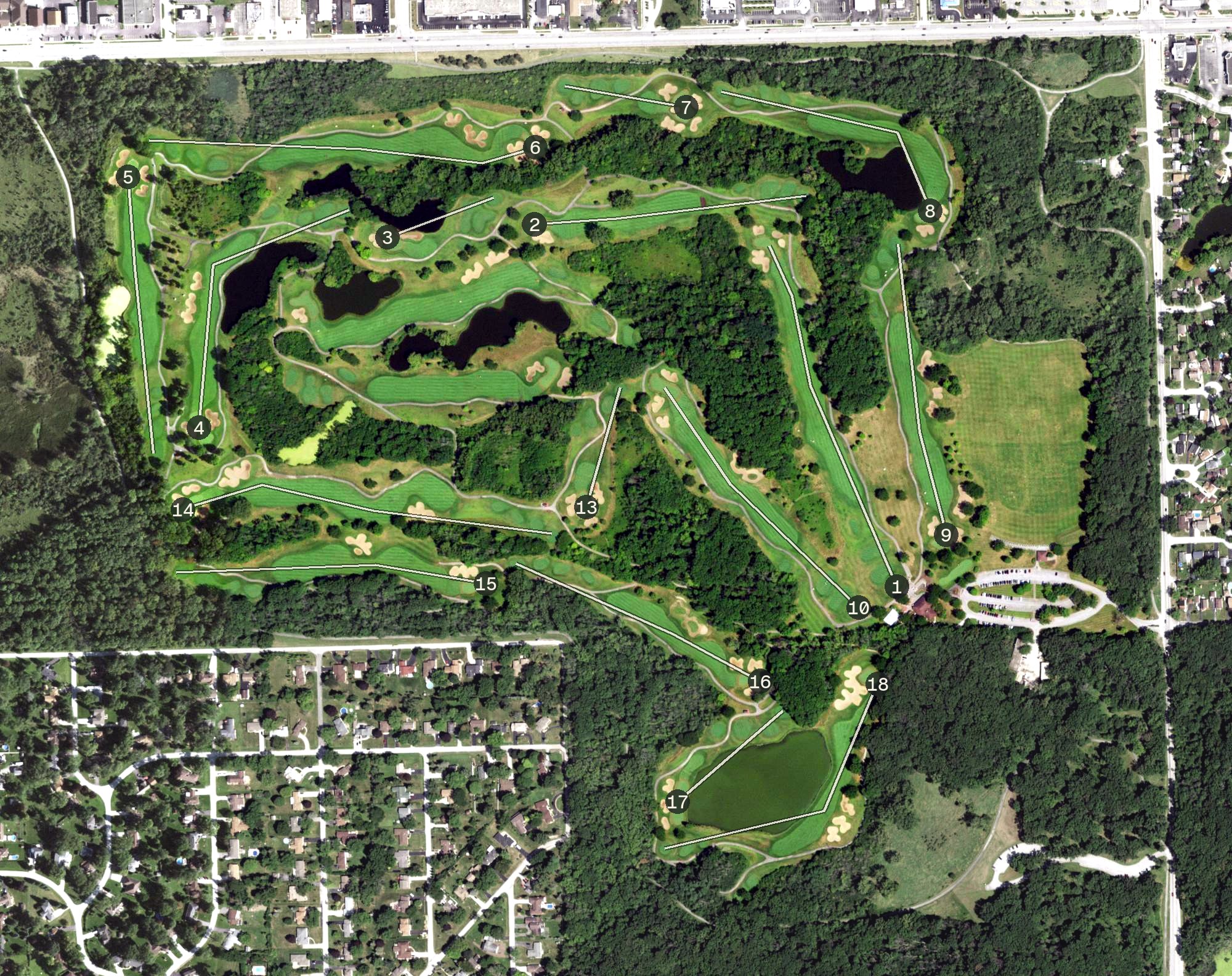 Aerial view of George W. Dunne National Golf Course, IL