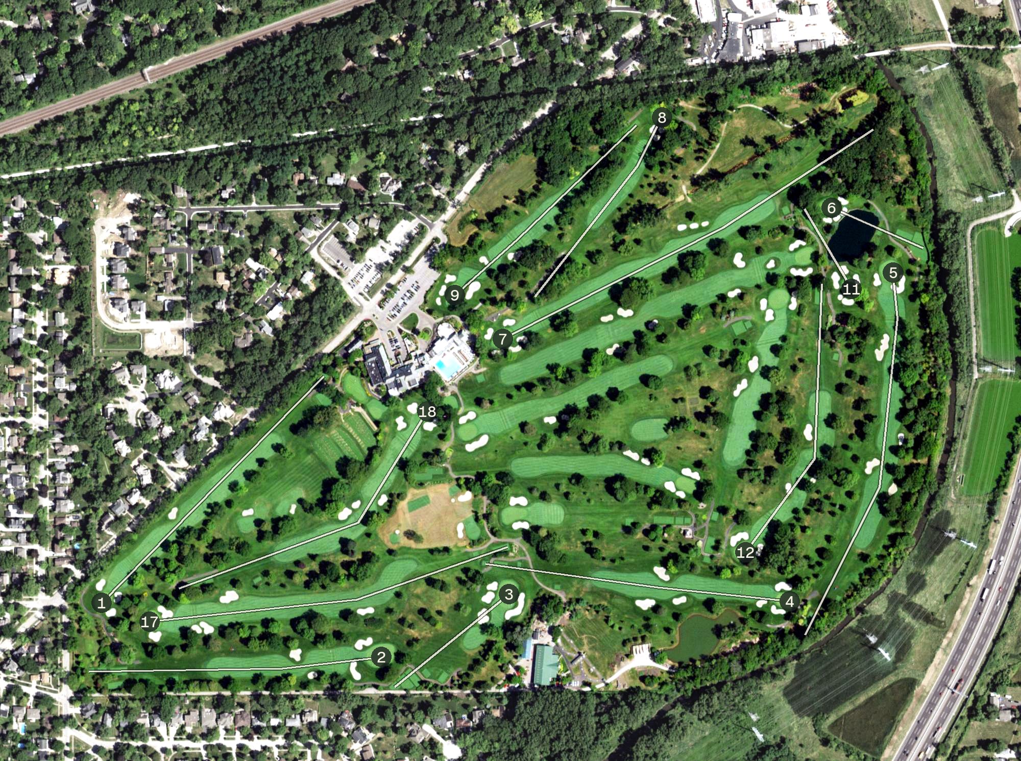 Aerial view of Glen Oak Country Club, IL