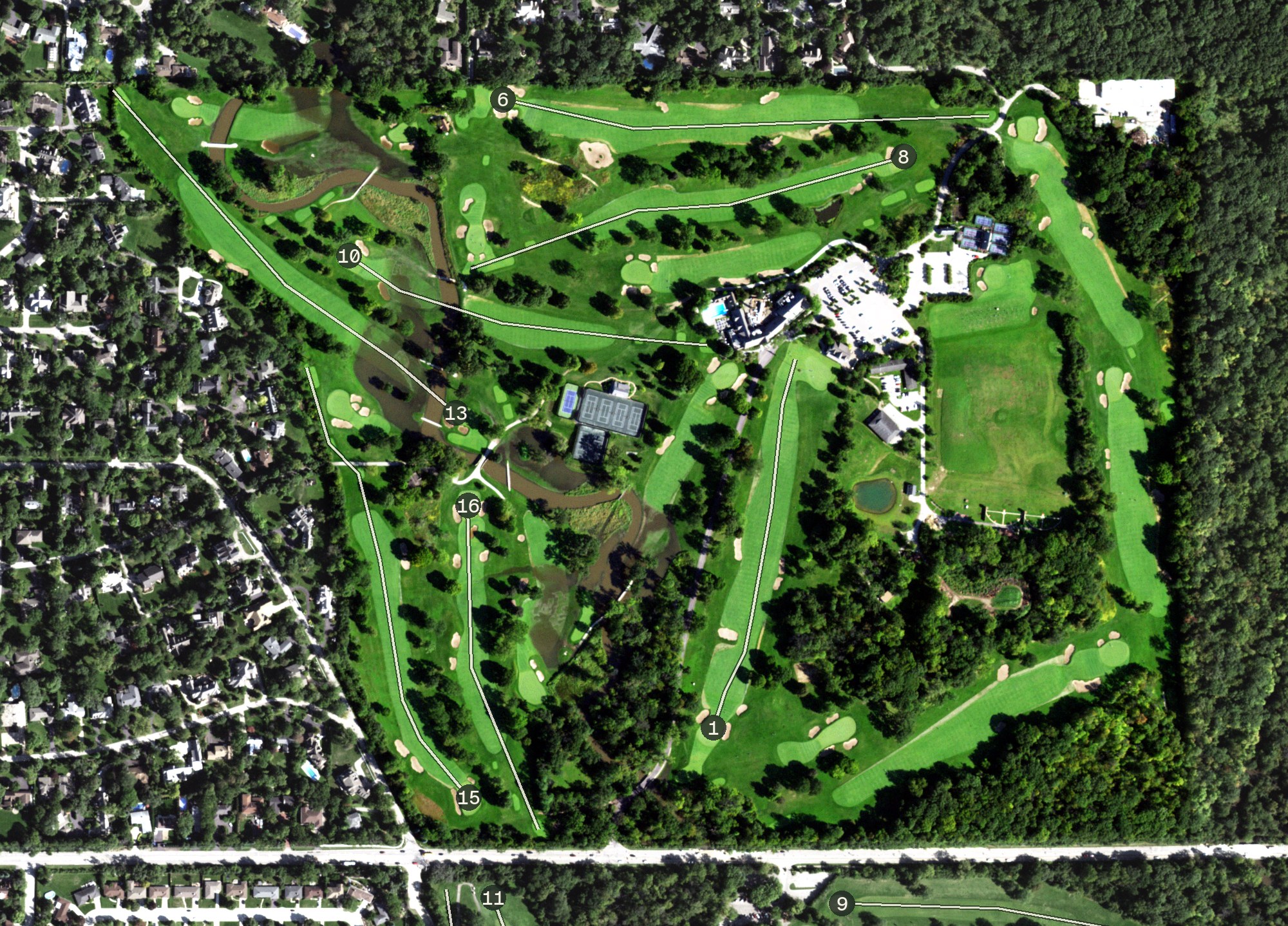 Aerial view of Glen View Club, IL