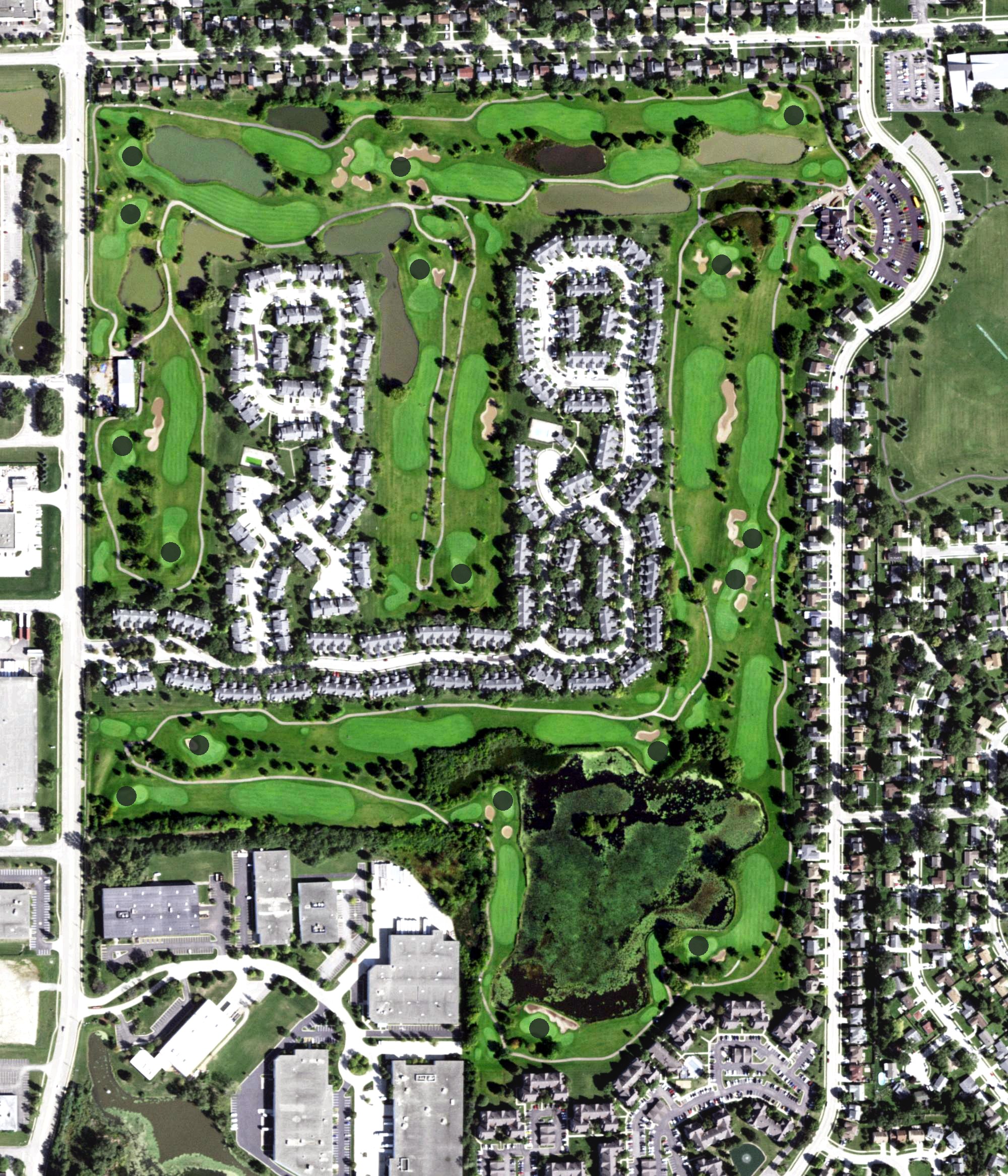 Aerial view of Glendale Lakes Golf Course, IL