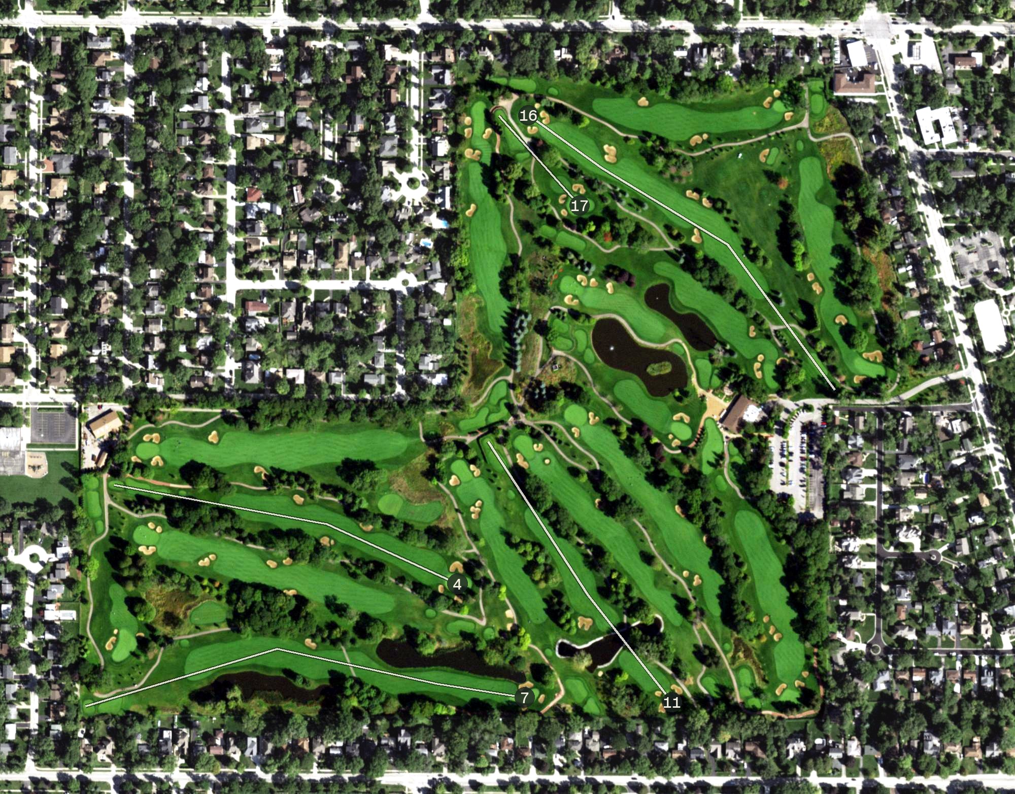 Aerial view of Glenview Park Golf Club, IL