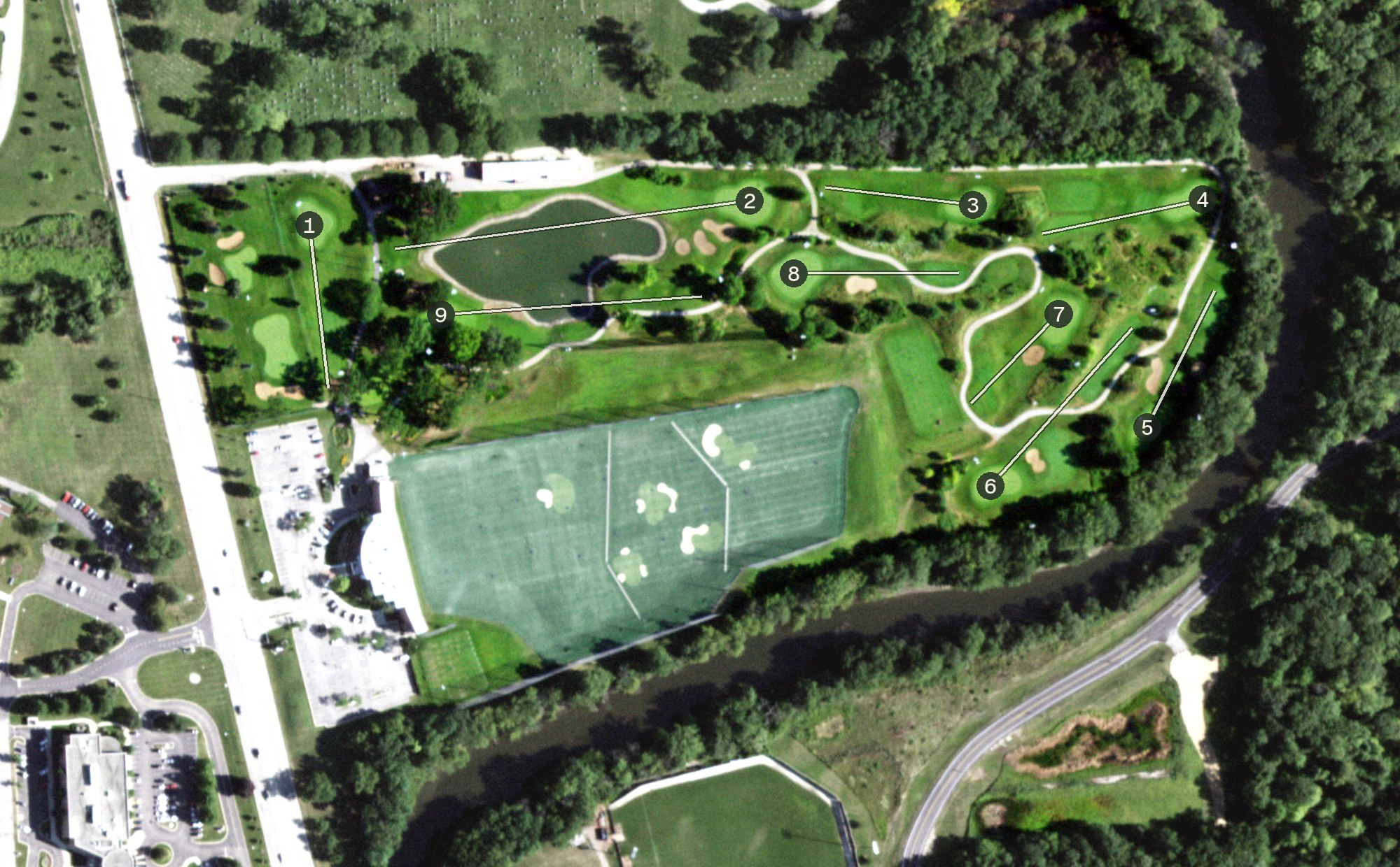 Aerial view of Golf Center Des Plaines, IL
