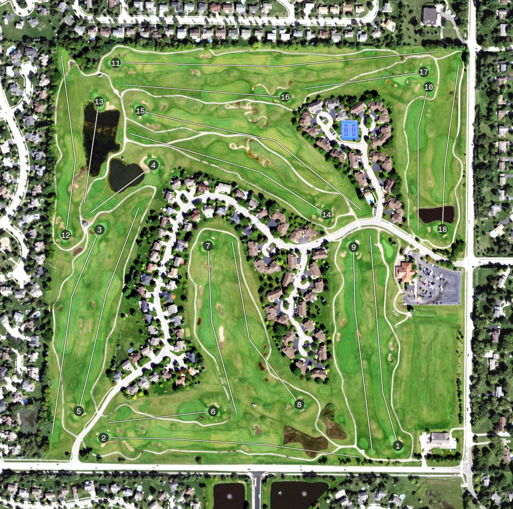 Aerial view of Golf Club of Illinois, IL