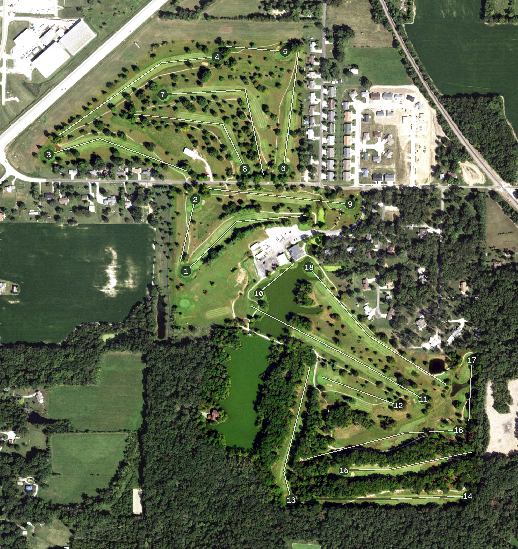Aerial view of Greenview Golf Club, IL
