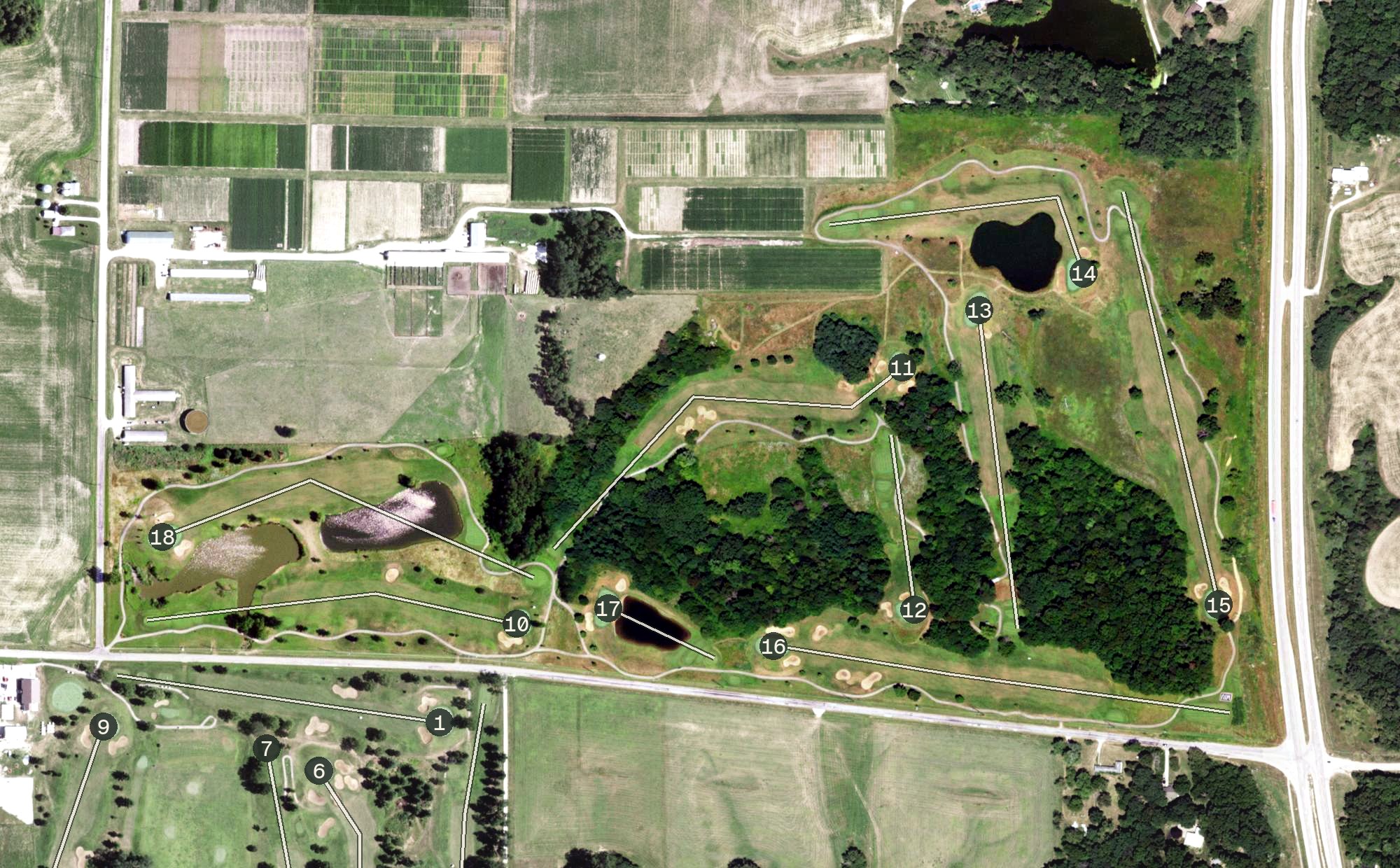 Aerial view of Harry Mussatto Golf Course (WIU), IL
