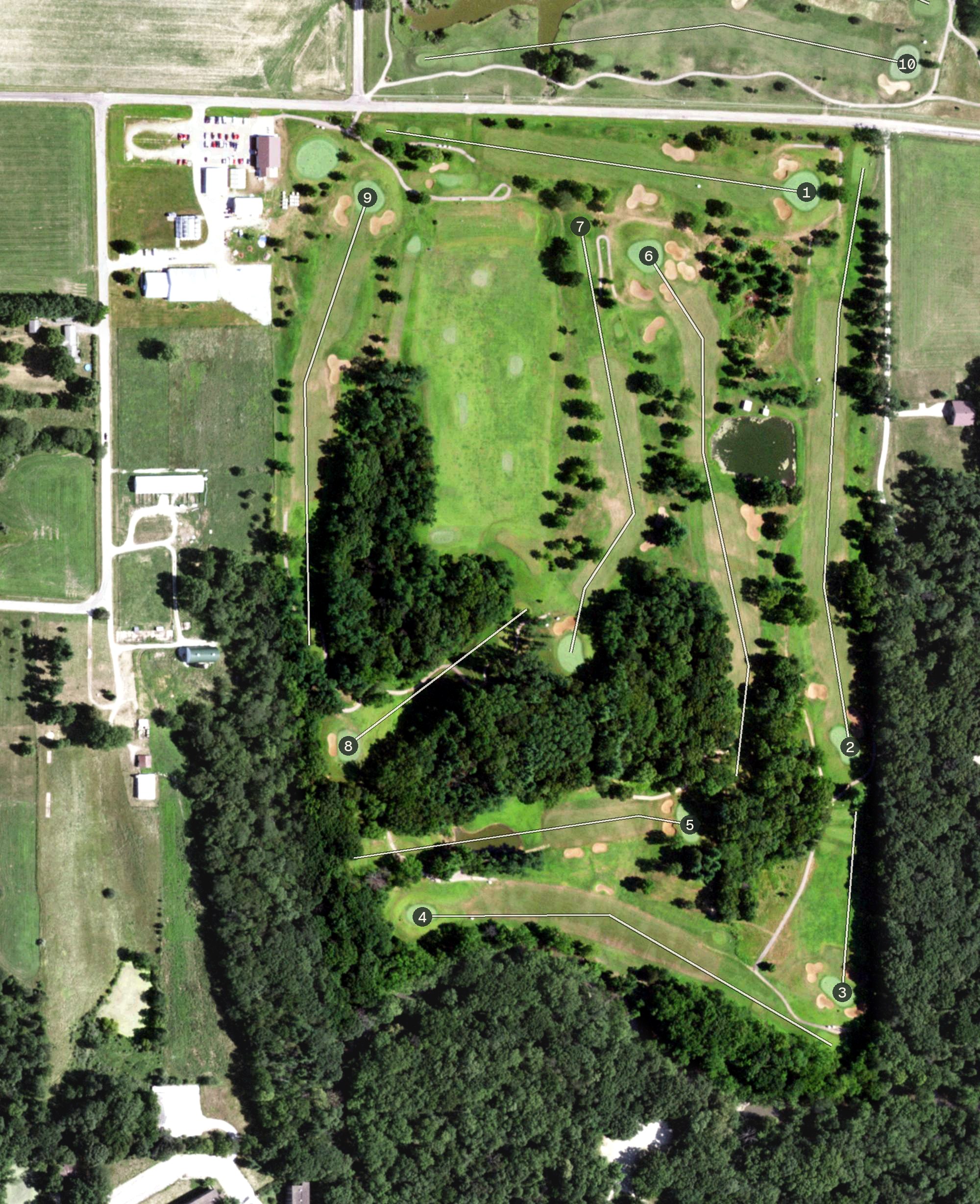 Aerial view of Harry Mussatto Golf Course (WIU), IL