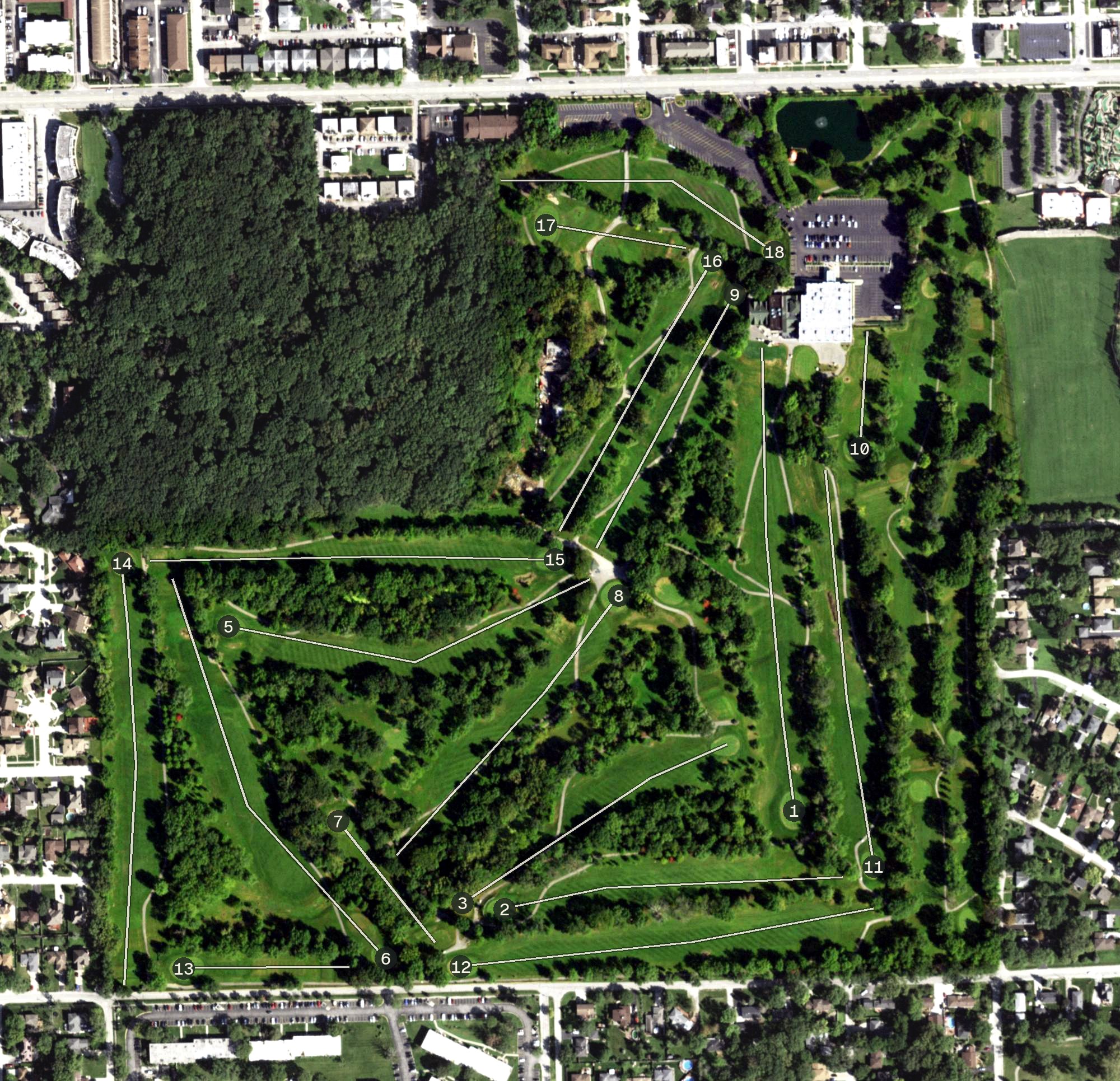 Aerial view of Hickory Hills Golf Club, IL