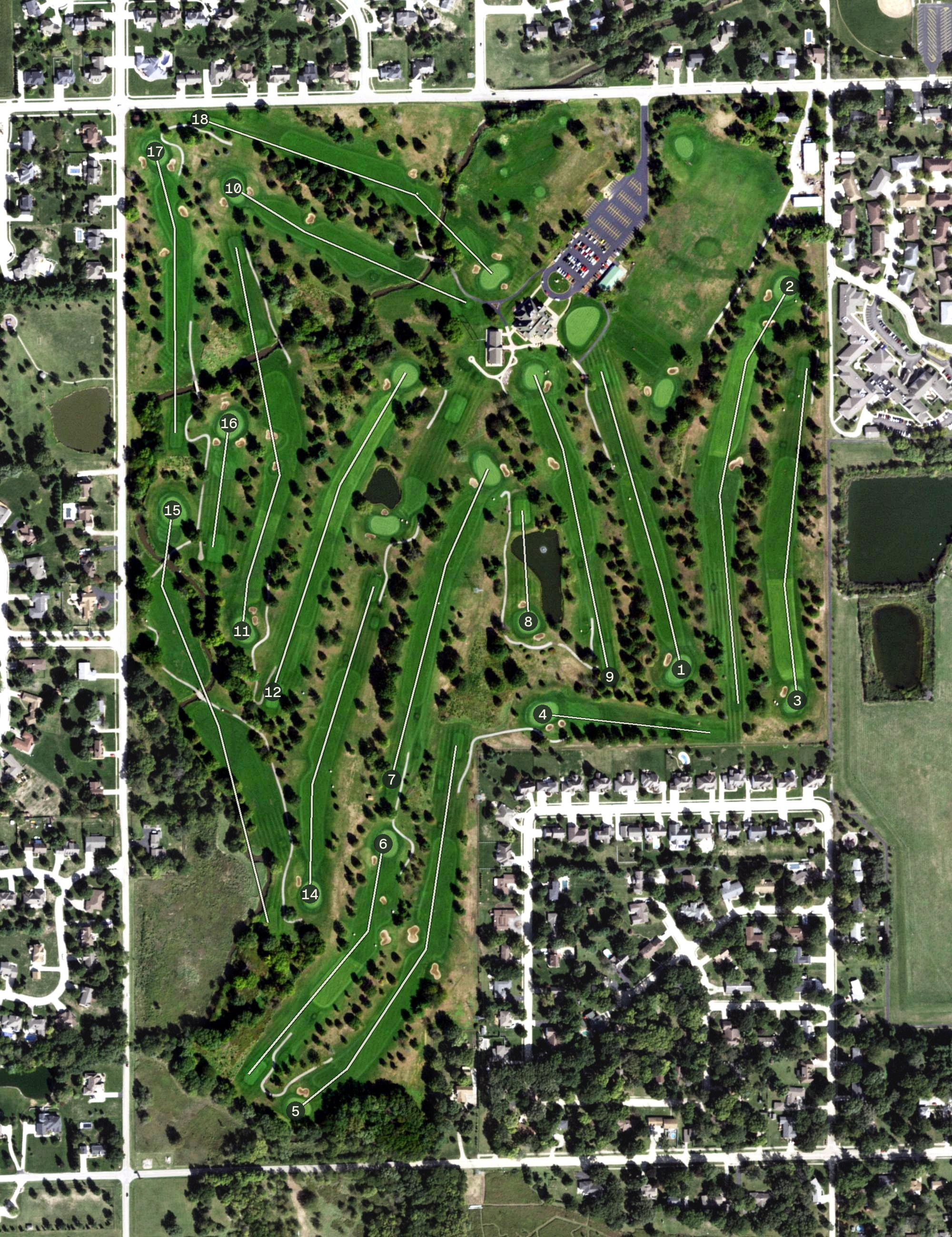 Aerial view of Hickory Point Golf Course, IL