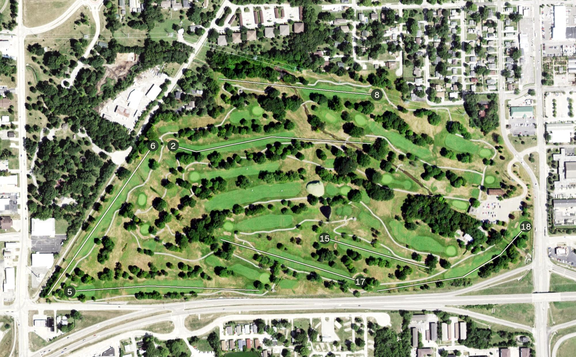 Aerial view of Highland Park Golf Course, IL