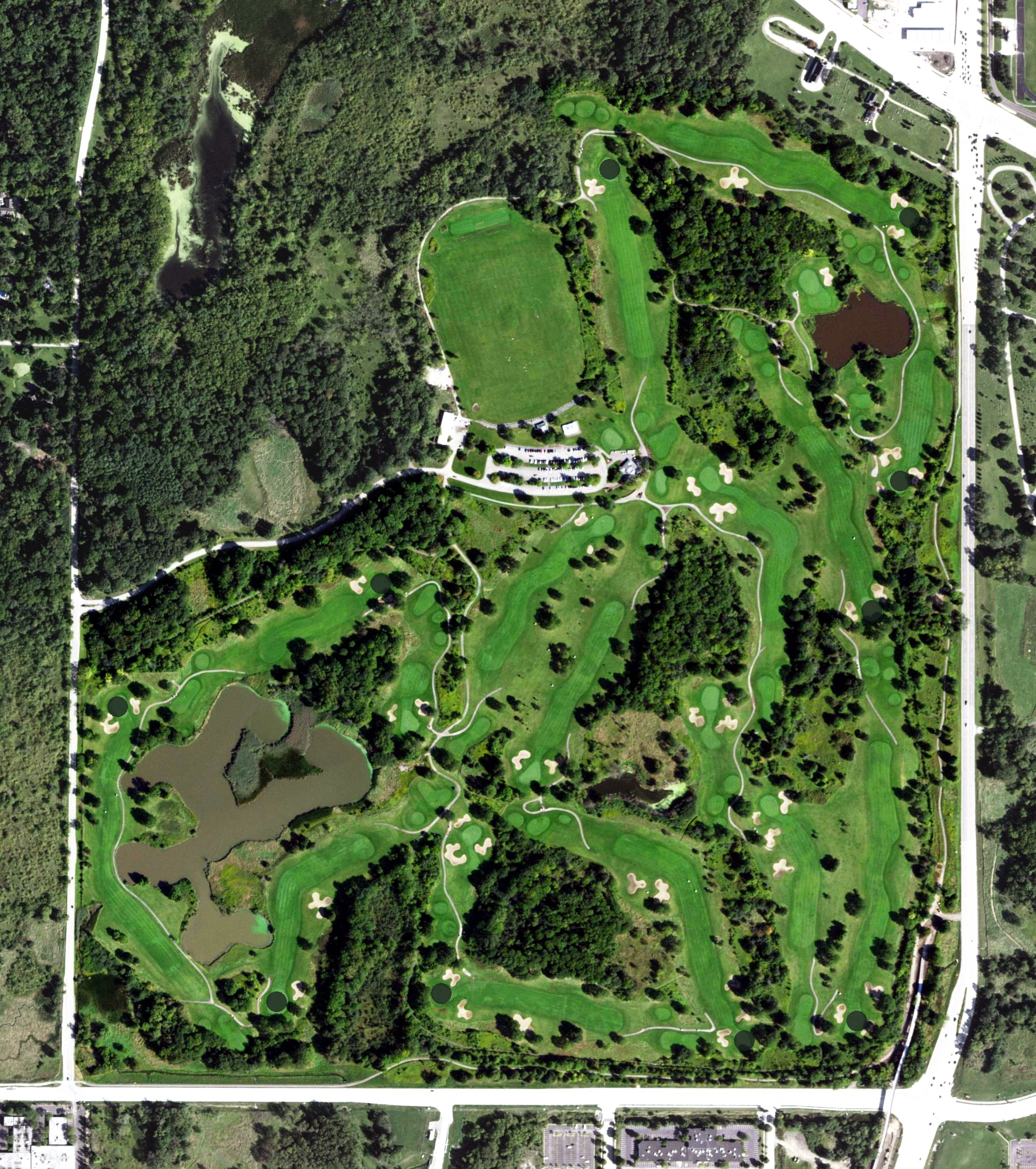 Aerial view of Highland Woods Golf Course, IL