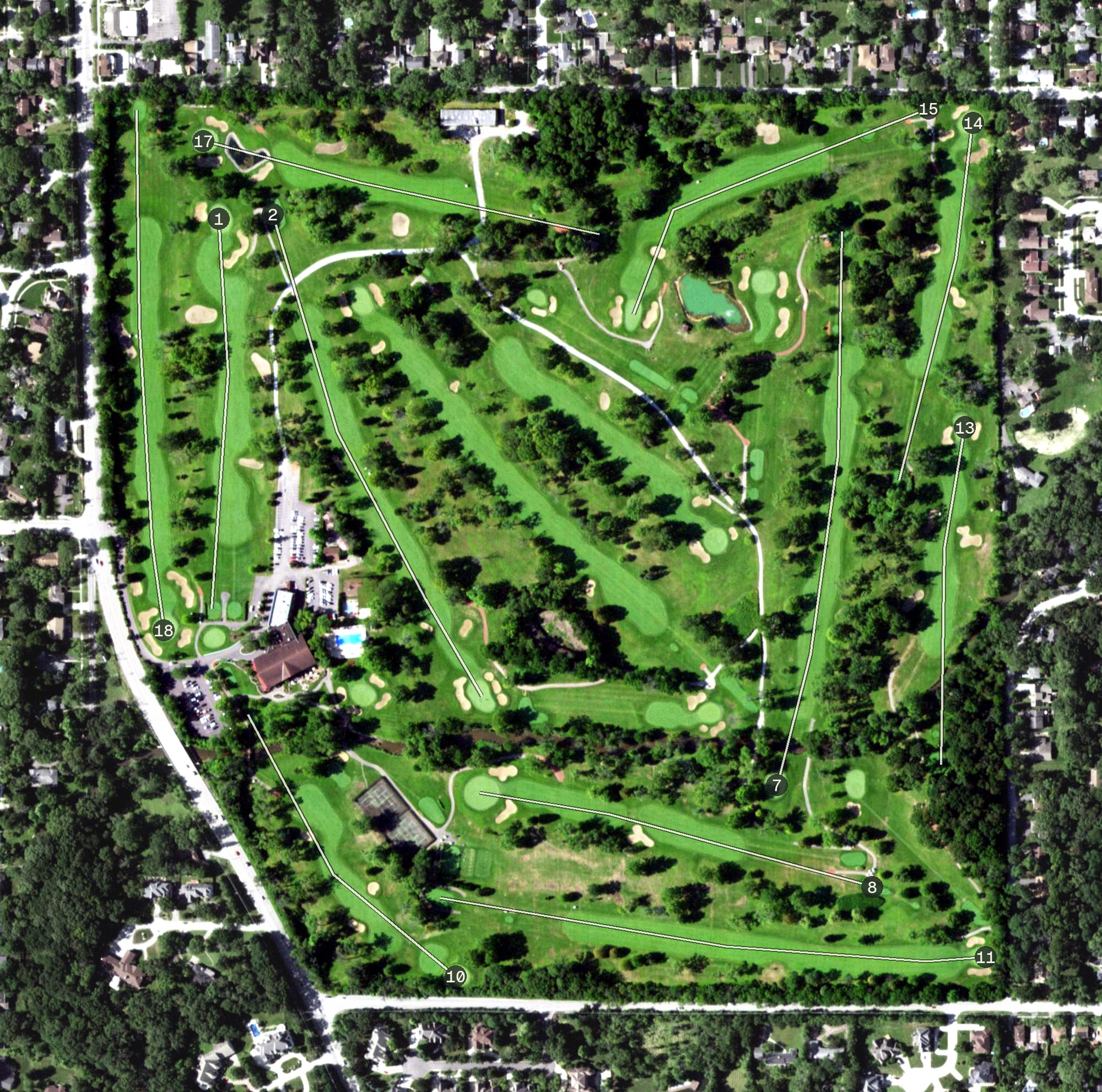 Aerial view of Idlewild Country Club, IL