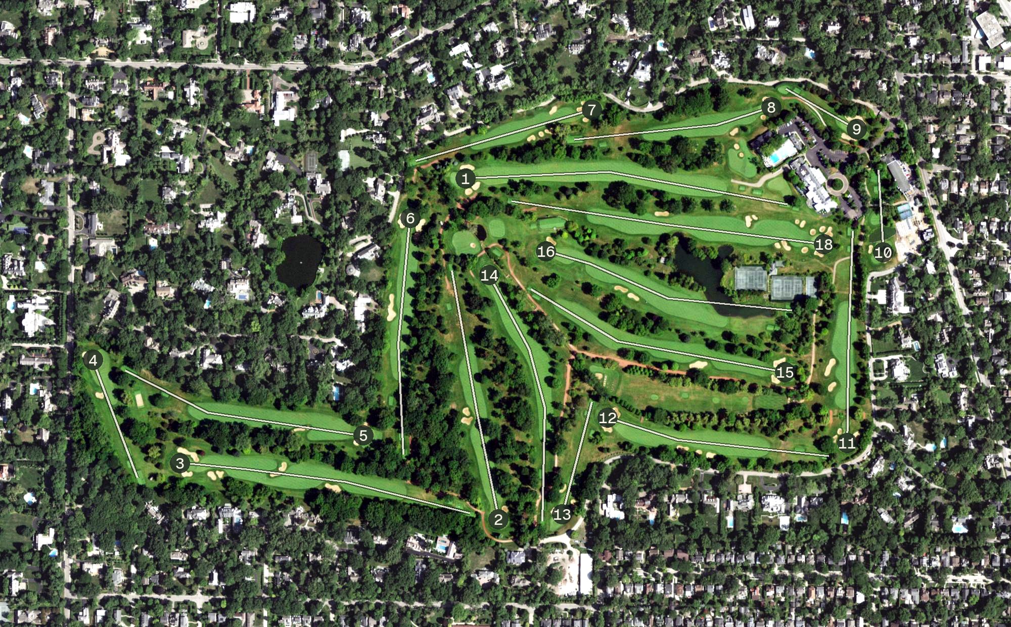 Aerial view of Indian Hill Golf Club, IL