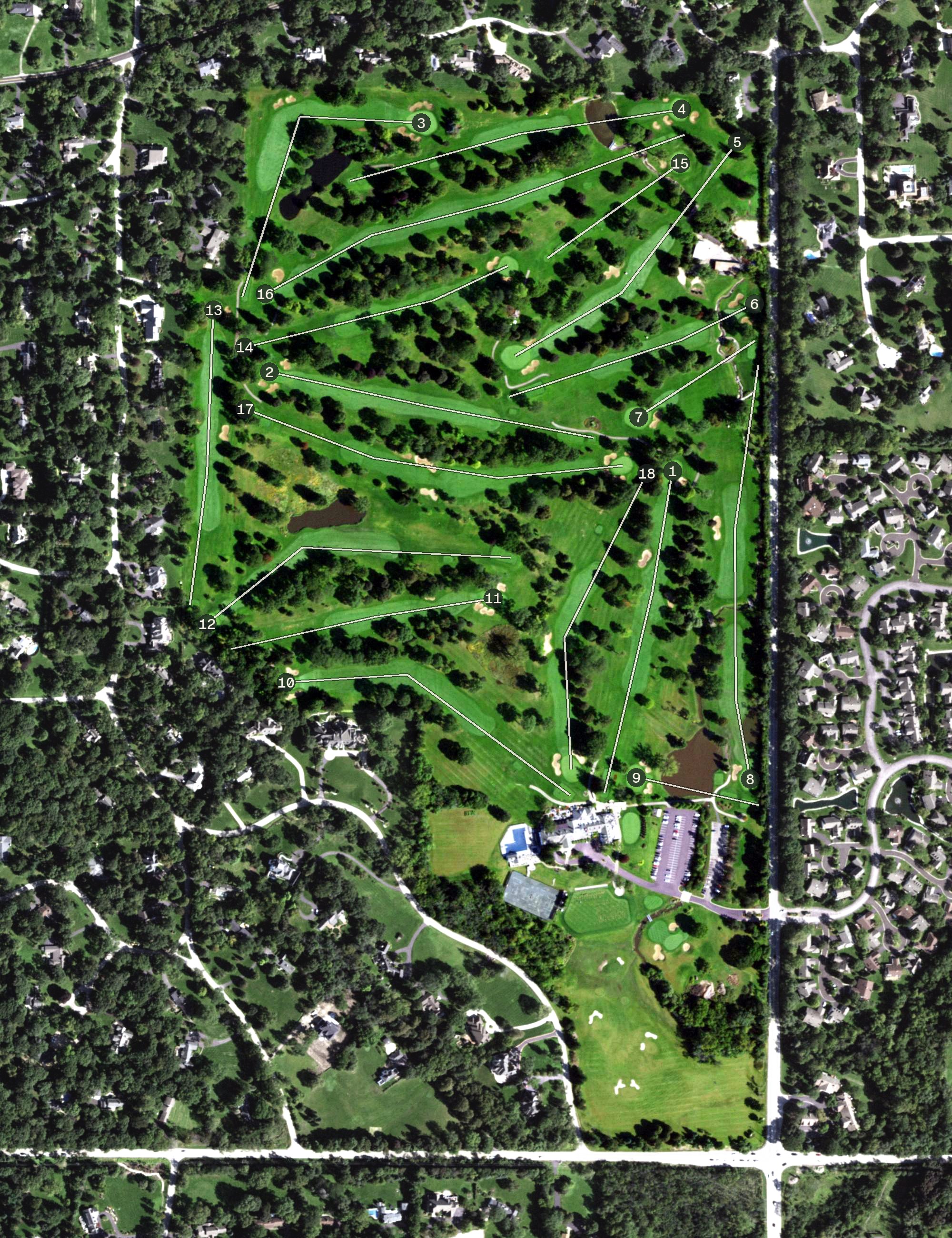 Aerial view of Inverness Golf Club, IL