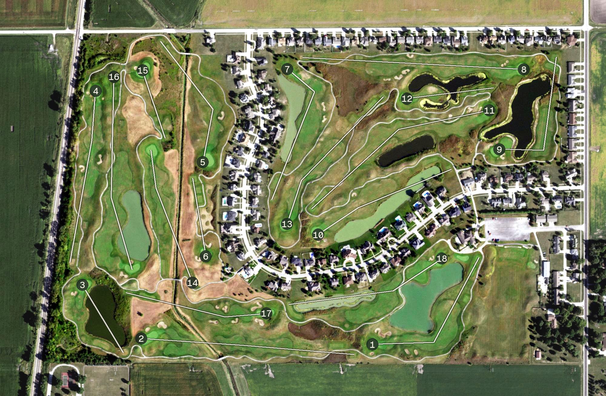 Aerial view of Ironhorse Golf Club, IL