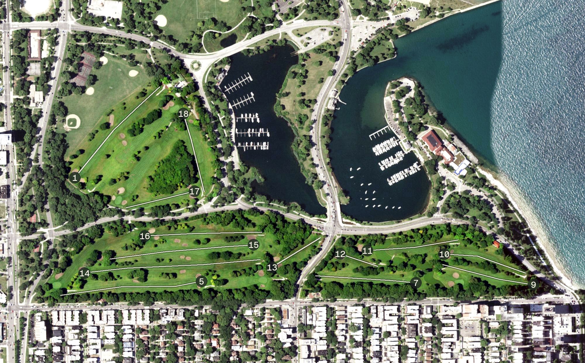 Aerial view of Jackson Park Golf Course, IL