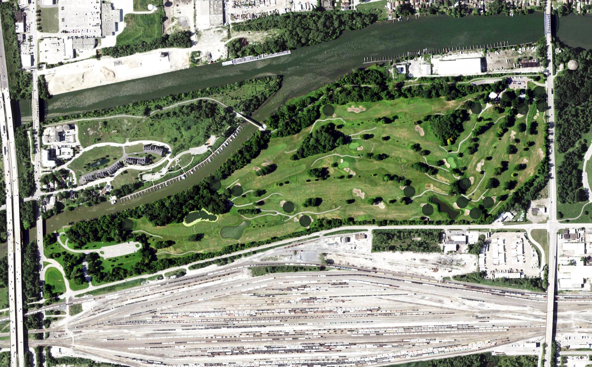 Aerial view of Joe Louis "The Champ" Golf Course, IL