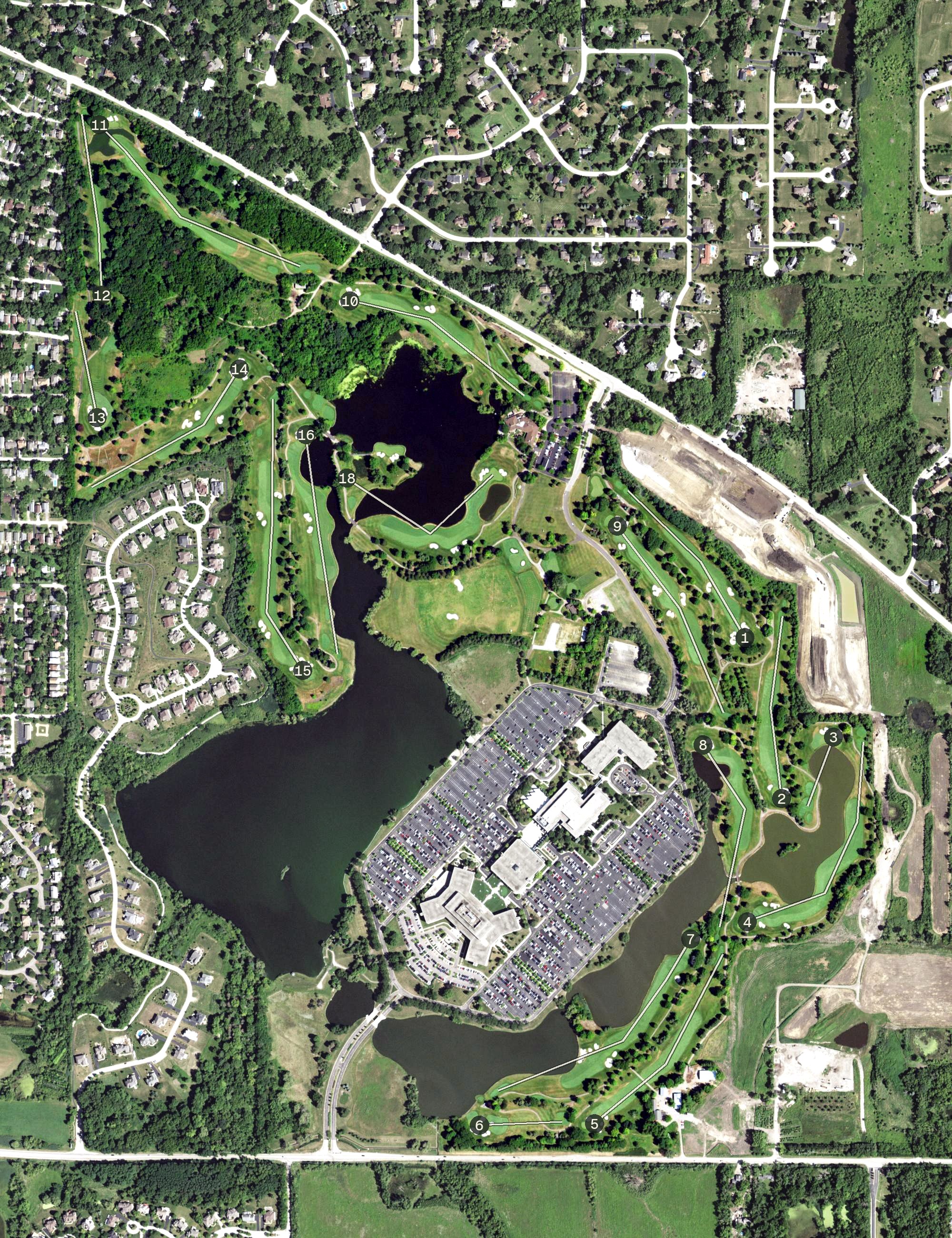 Aerial view of Kemper Lakes Golf Club, IL