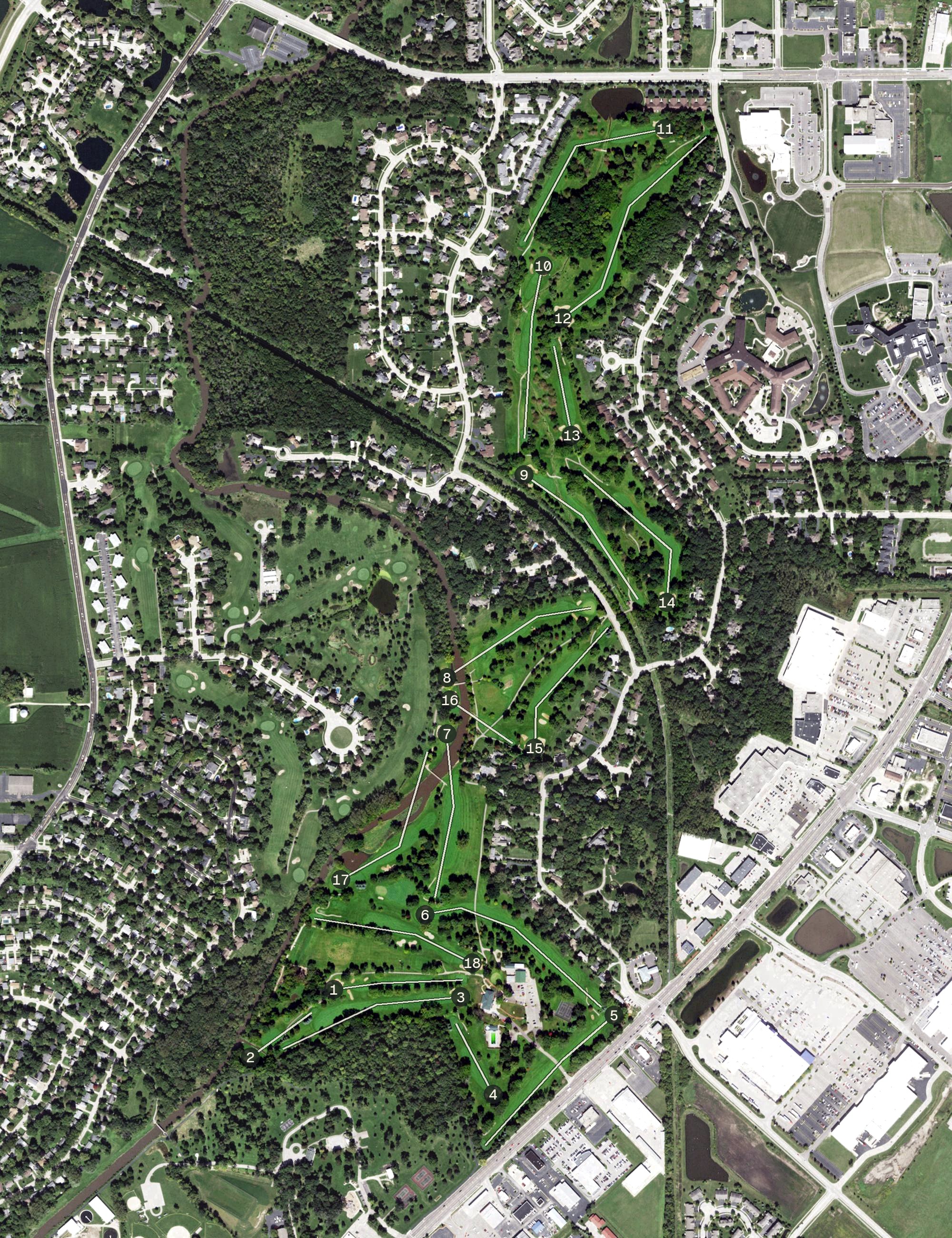 Aerial view of Kishwaukee Country Club, IL