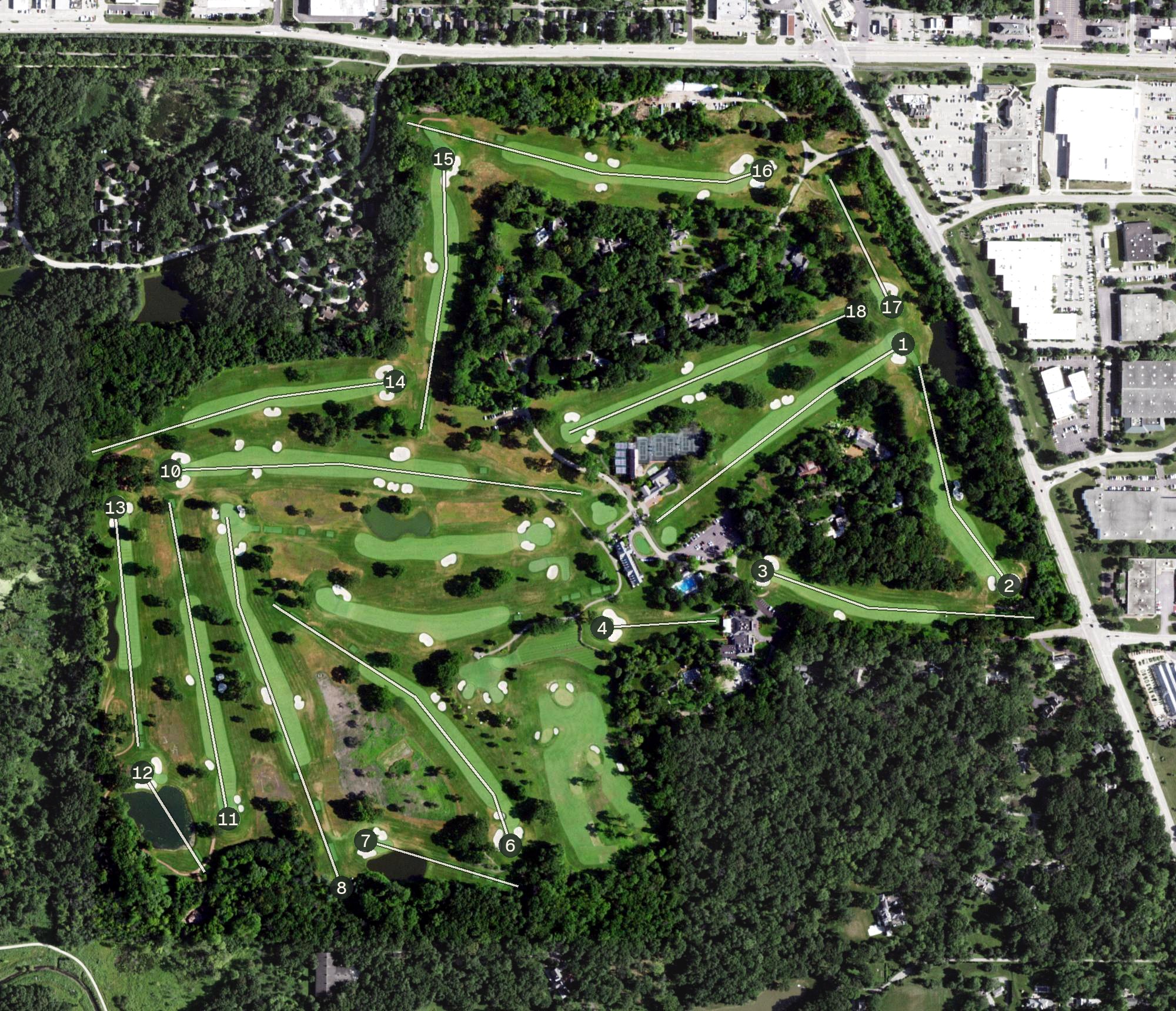 Aerial view of Knollwood Club Golf Course, IL