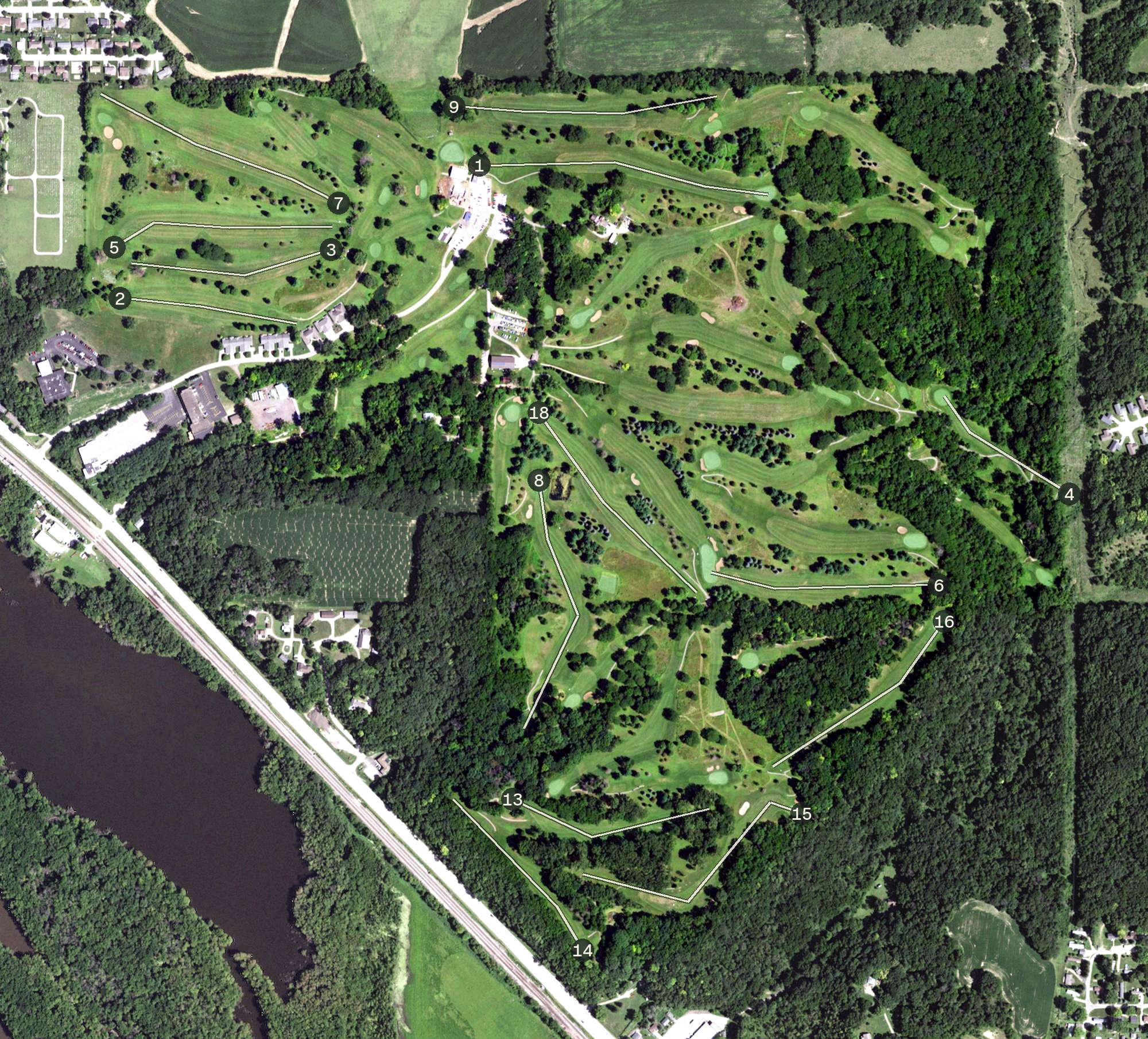 Aerial view of Lacoma Golf Course, IL