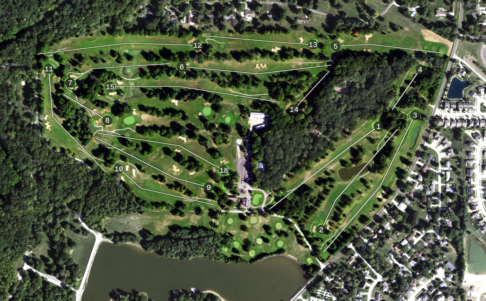 Aerial view of Lake of the Woods Golf Course, IL