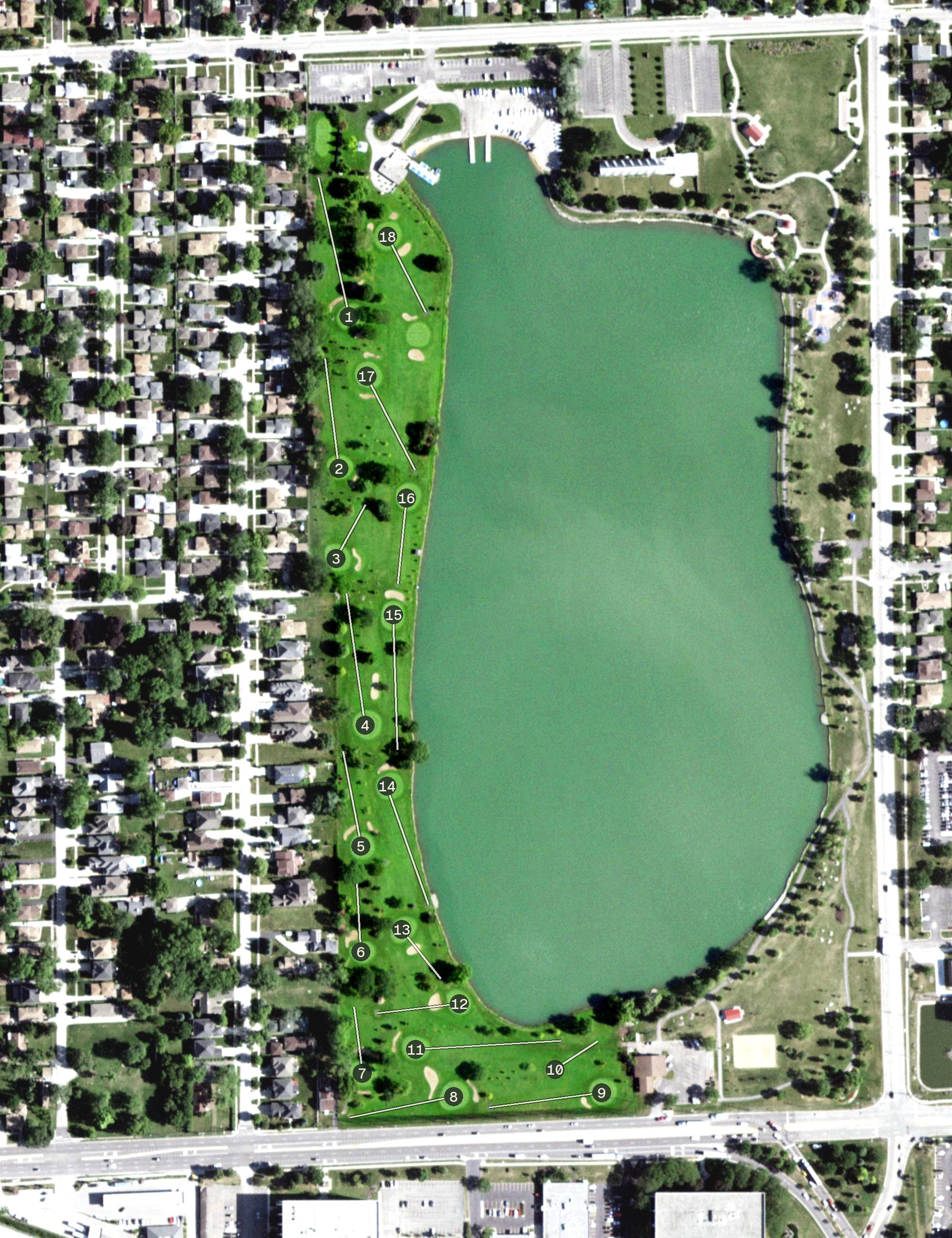 Aerial view of Lake Park Golf Course, IL