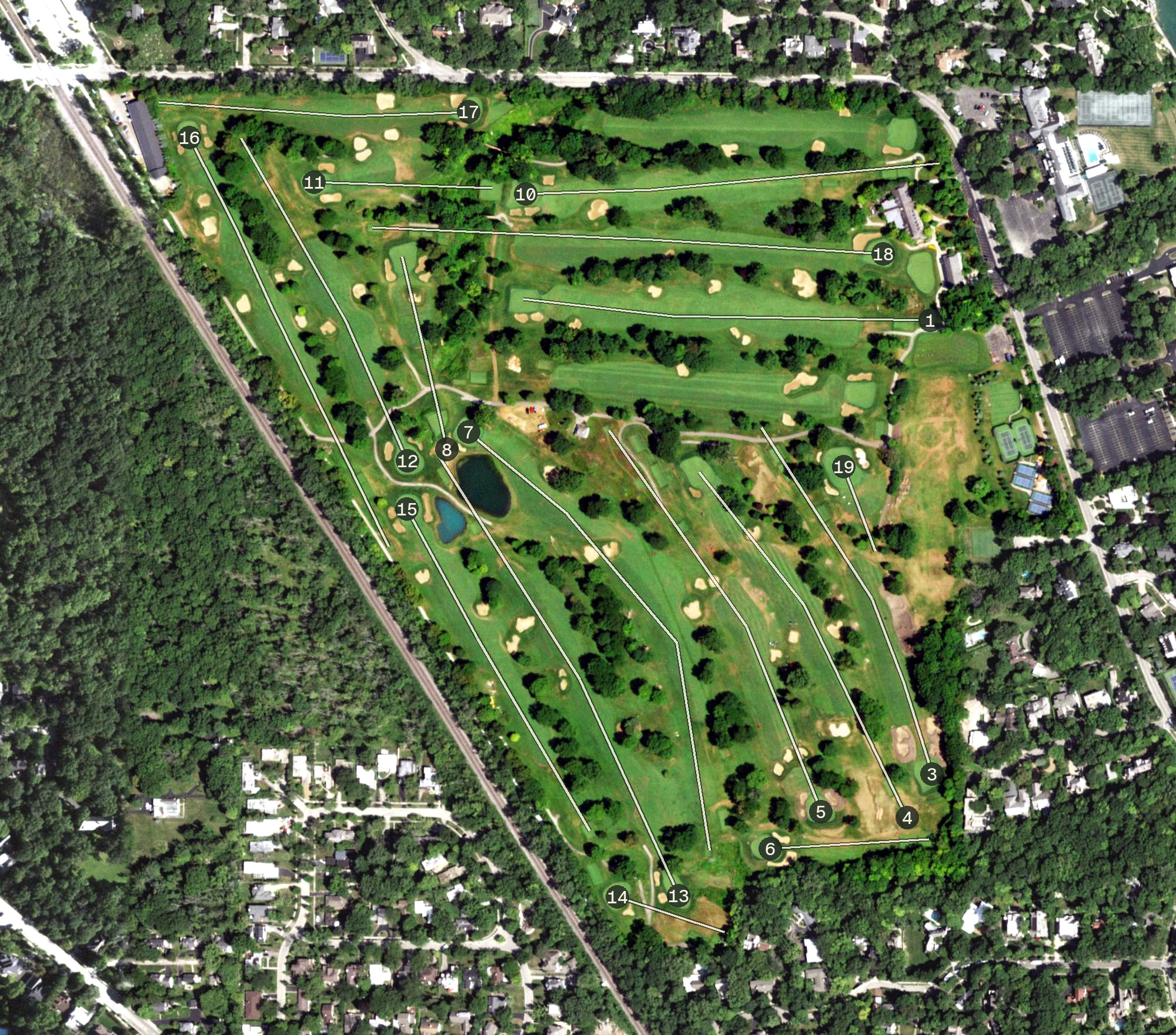 Aerial view of Lake Shore Country Club, IL