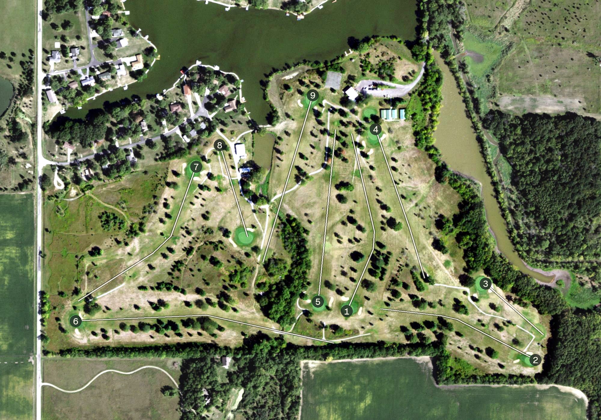 Aerial view of Lakeview Country Club, IL
