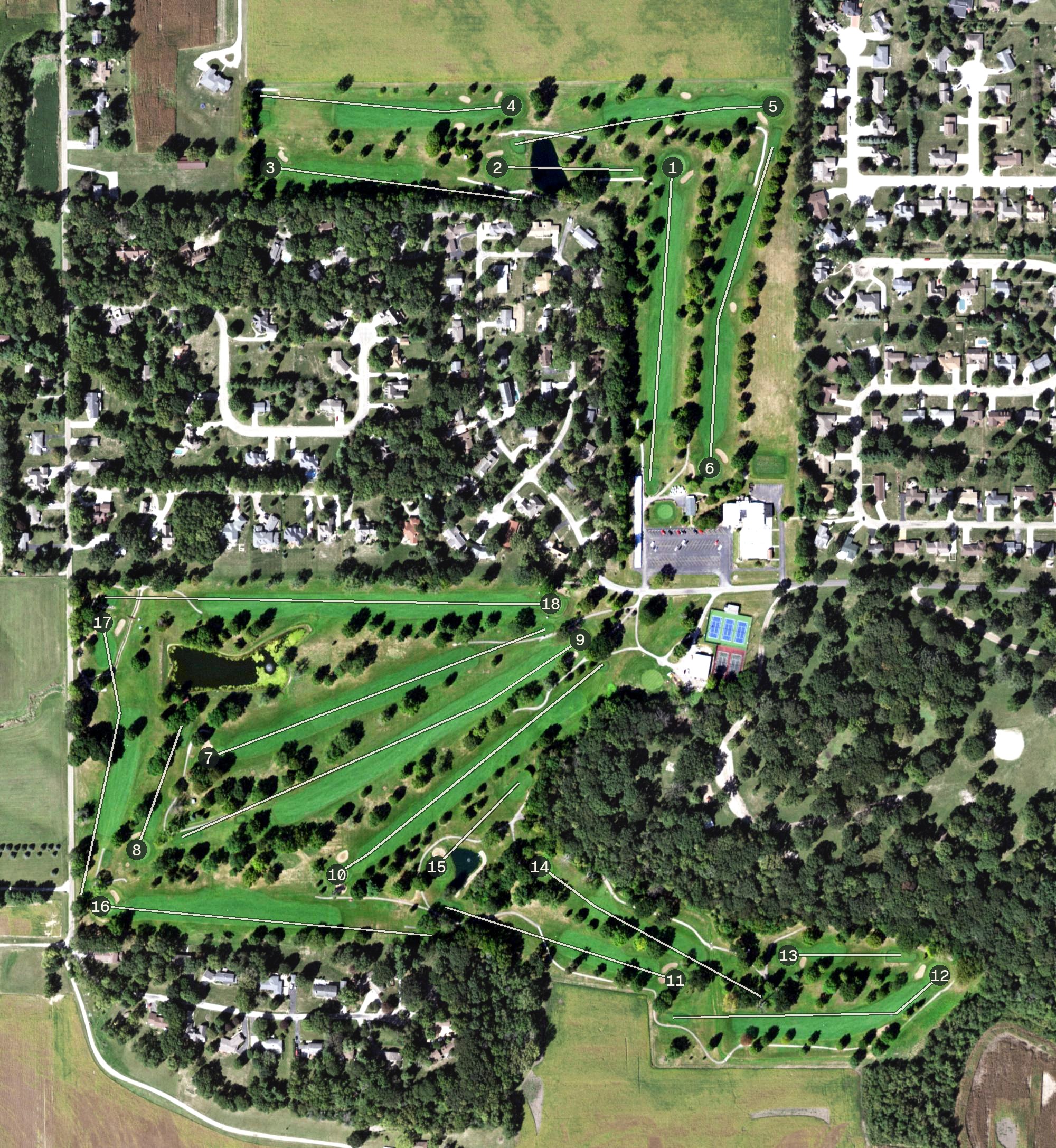 Aerial view of Lincoln Elks Country Club, IL