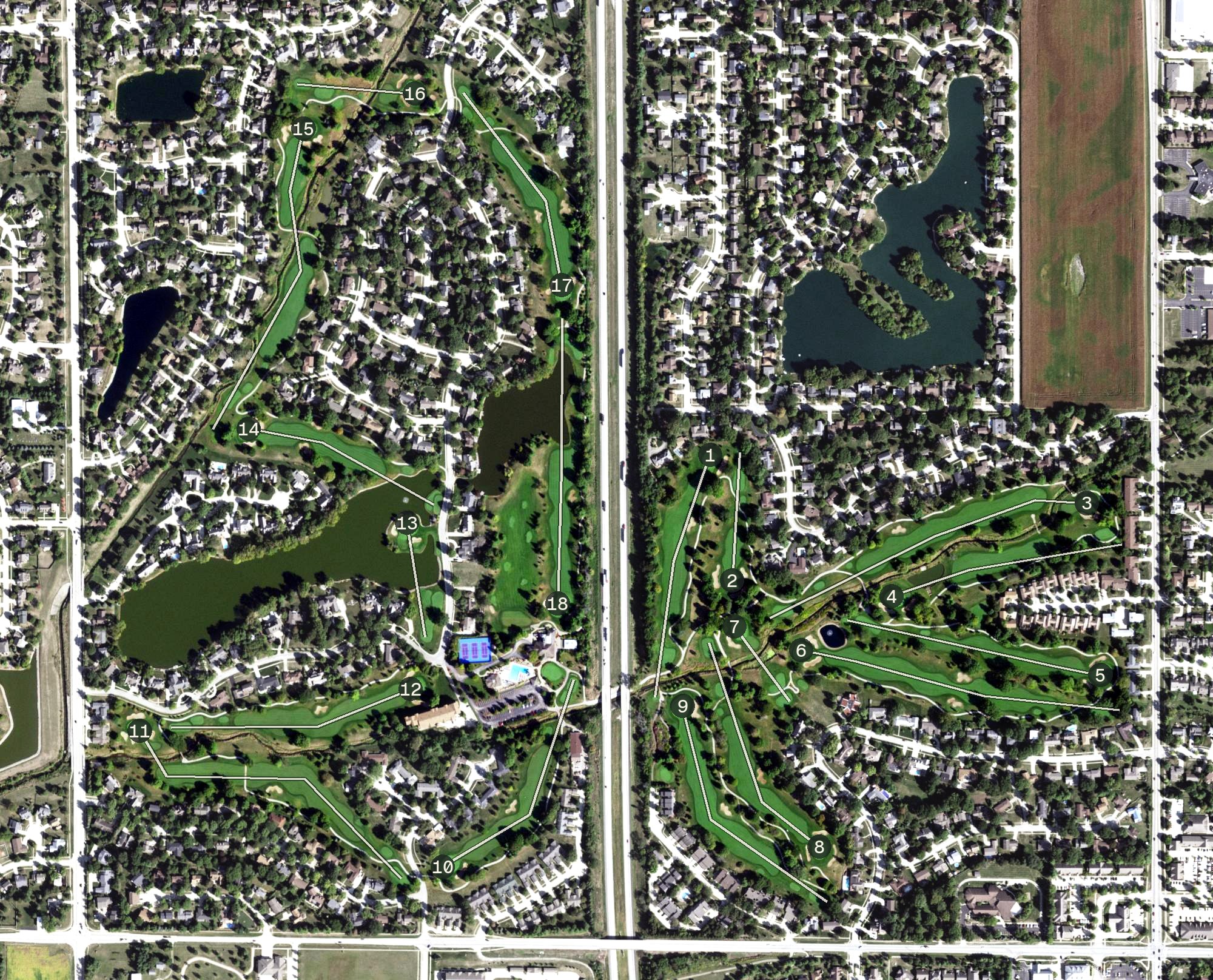 Aerial view of Lincolnshire Fields Country Club, IL