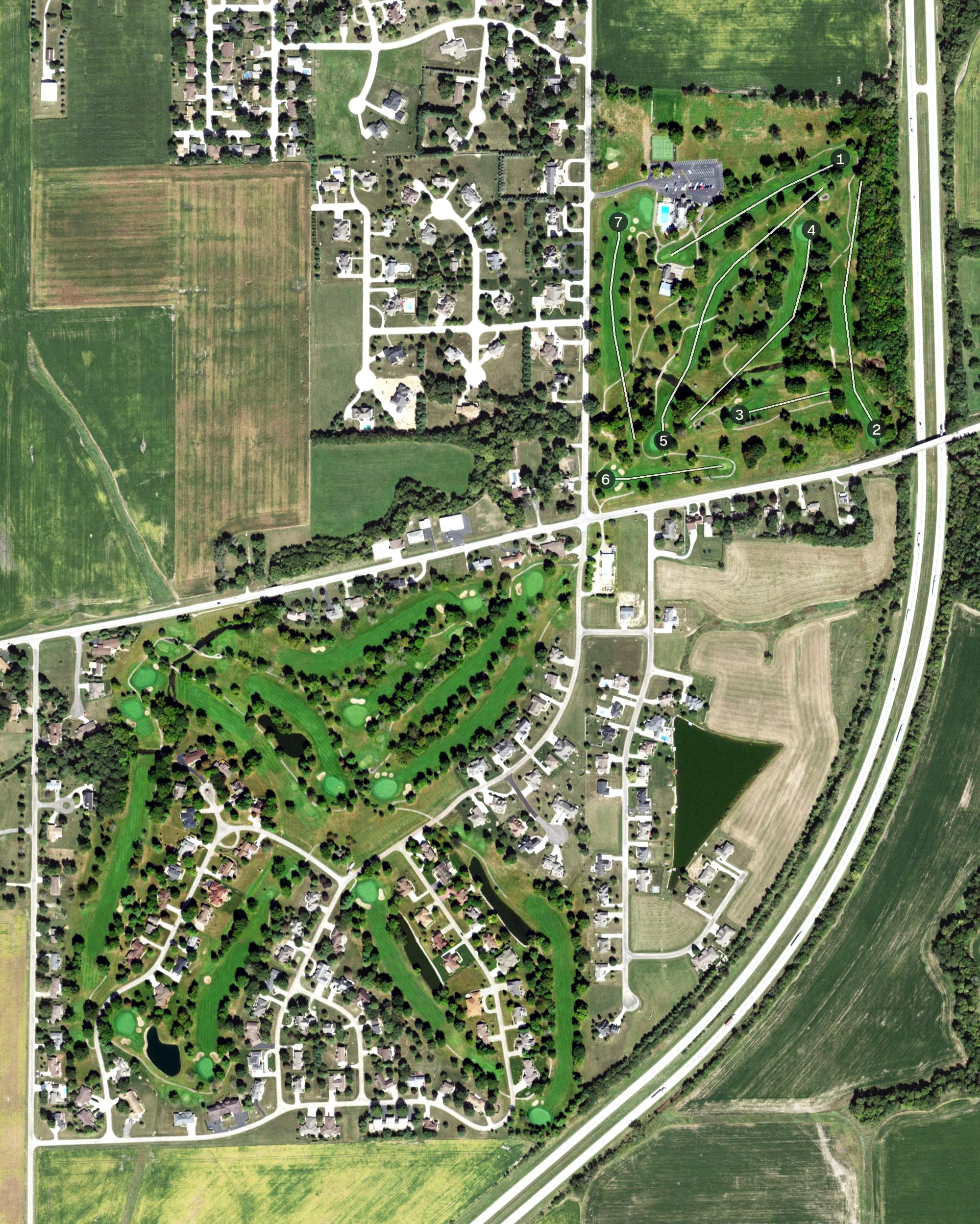 Aerial view of Mattoon Golf & Country Club, IL