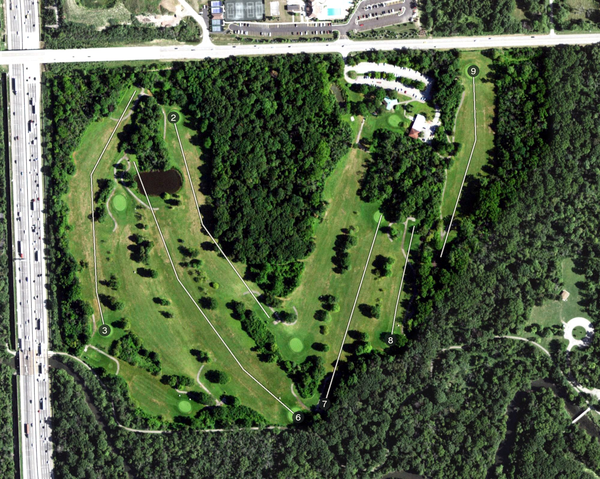 Aerial view of Meadowlark Golf Course, IL