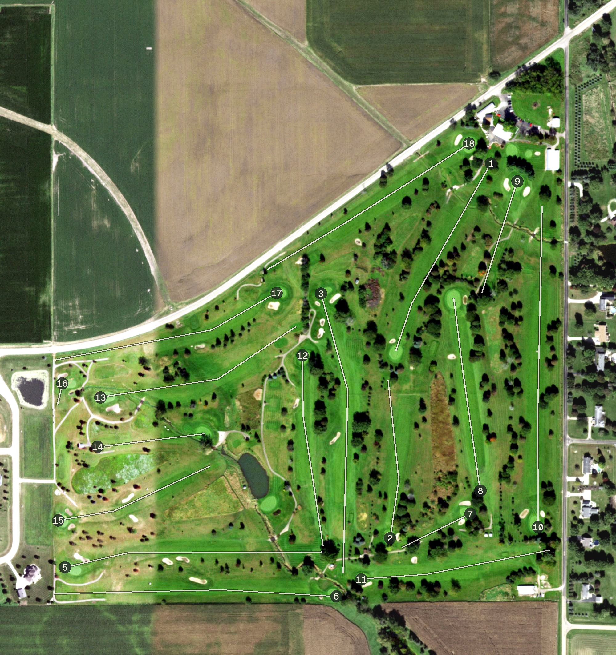 Aerial view of Mendota Golf Club, IL