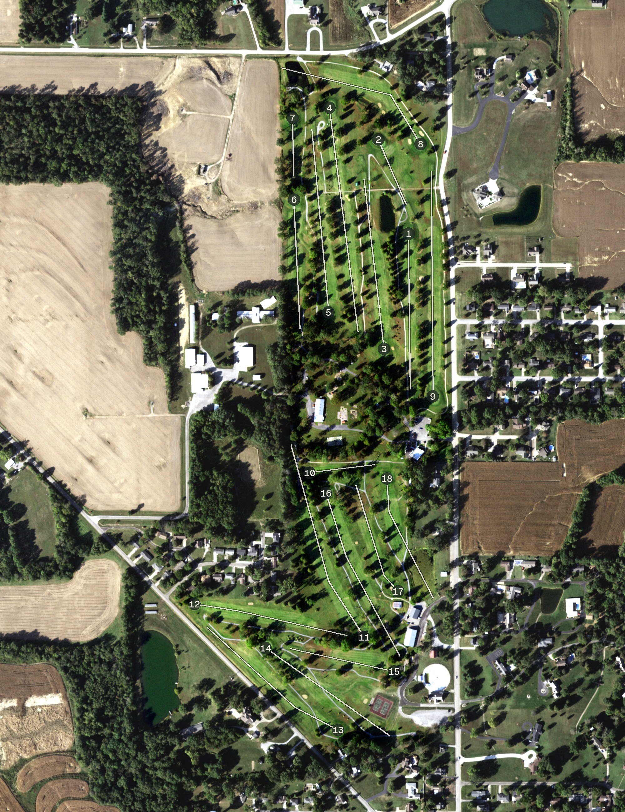 Aerial view of Mount Carmel Municipal Golf Course, IL