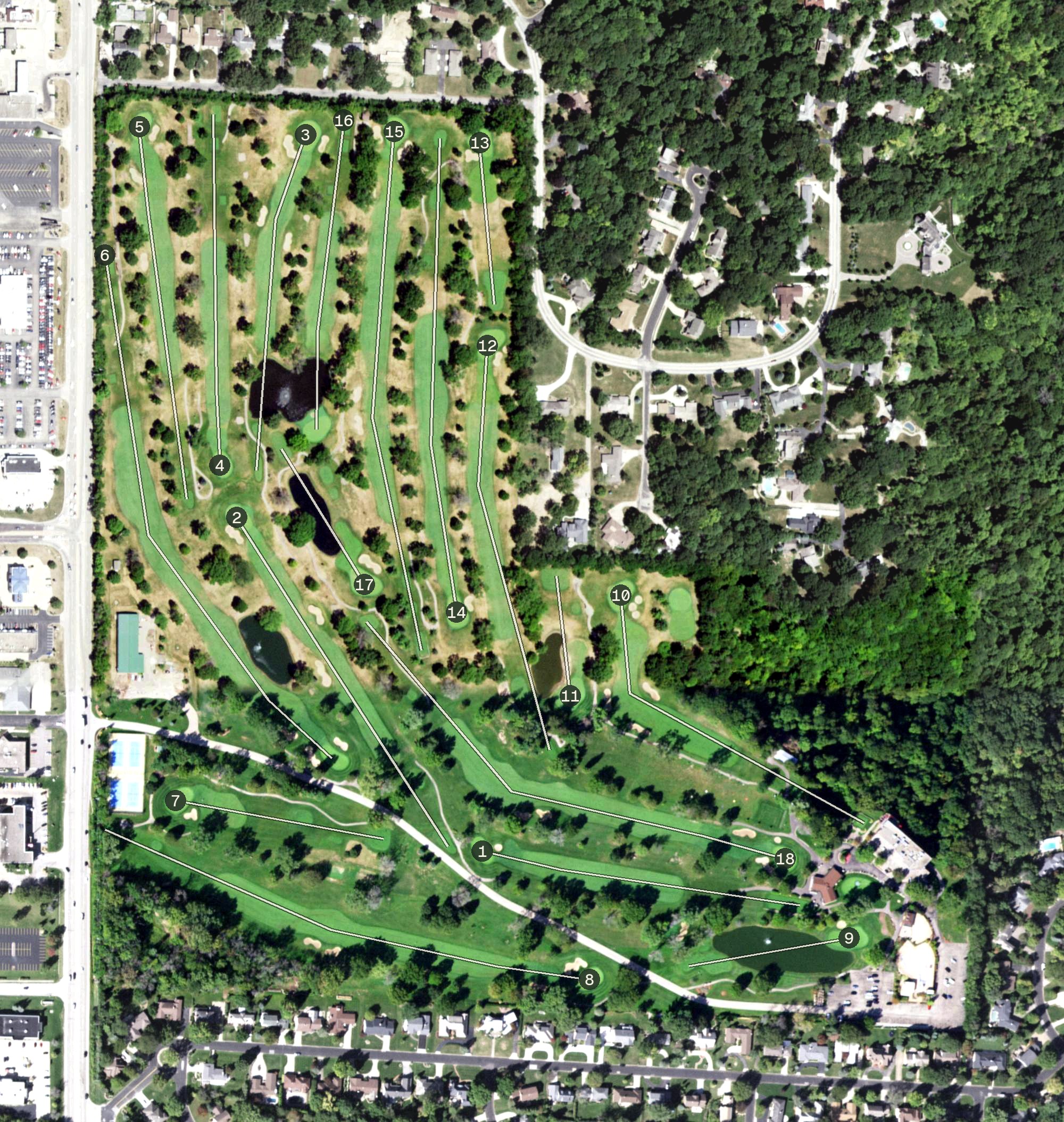 Aerial view of Mount Hawley Country Club, IL