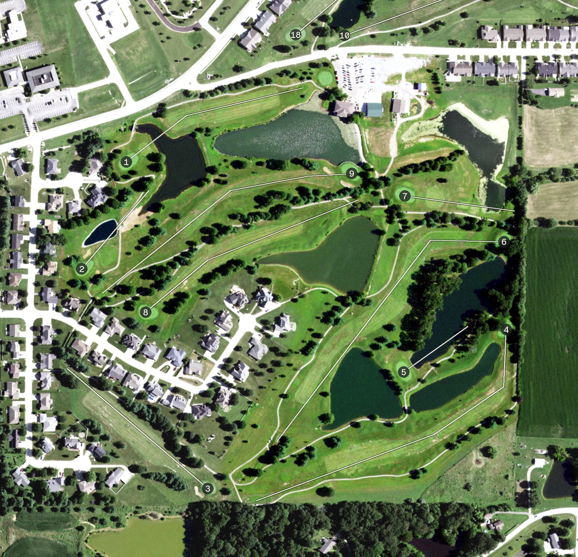 Aerial view of Mystic Oak Golf Course, IL