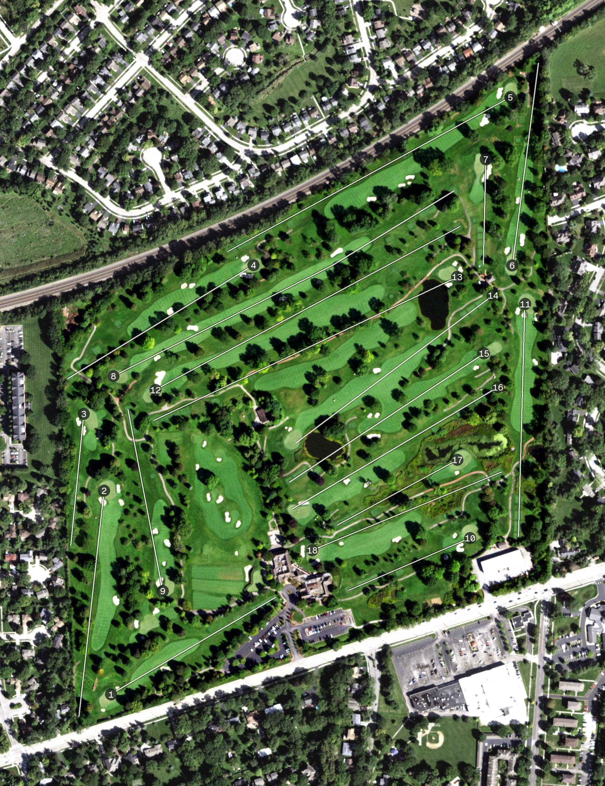 Aerial view of Naperville Country Club, IL
