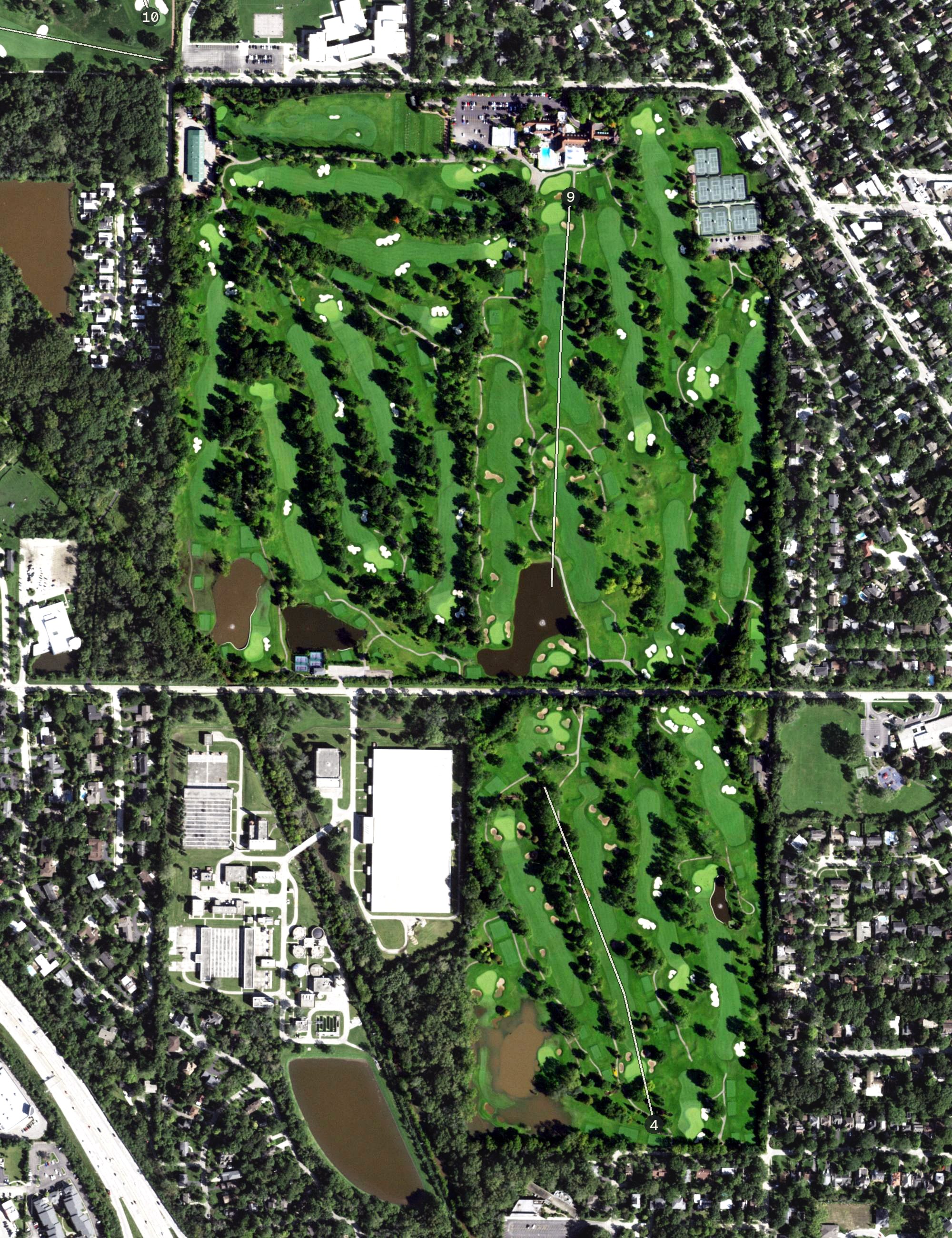 Aerial view of Northmoor Country Club, IL