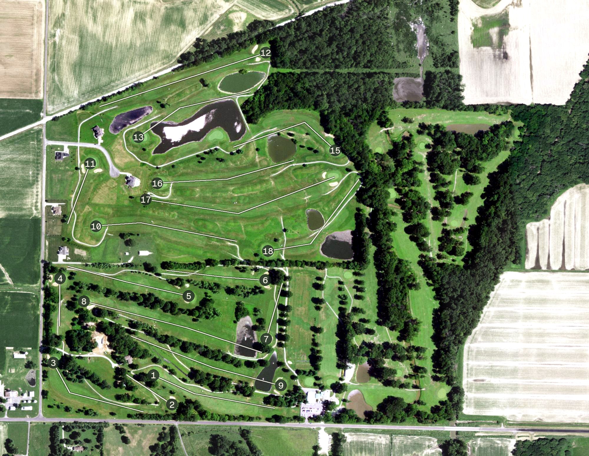 Aerial view of Oak Brook Golf Club, IL
