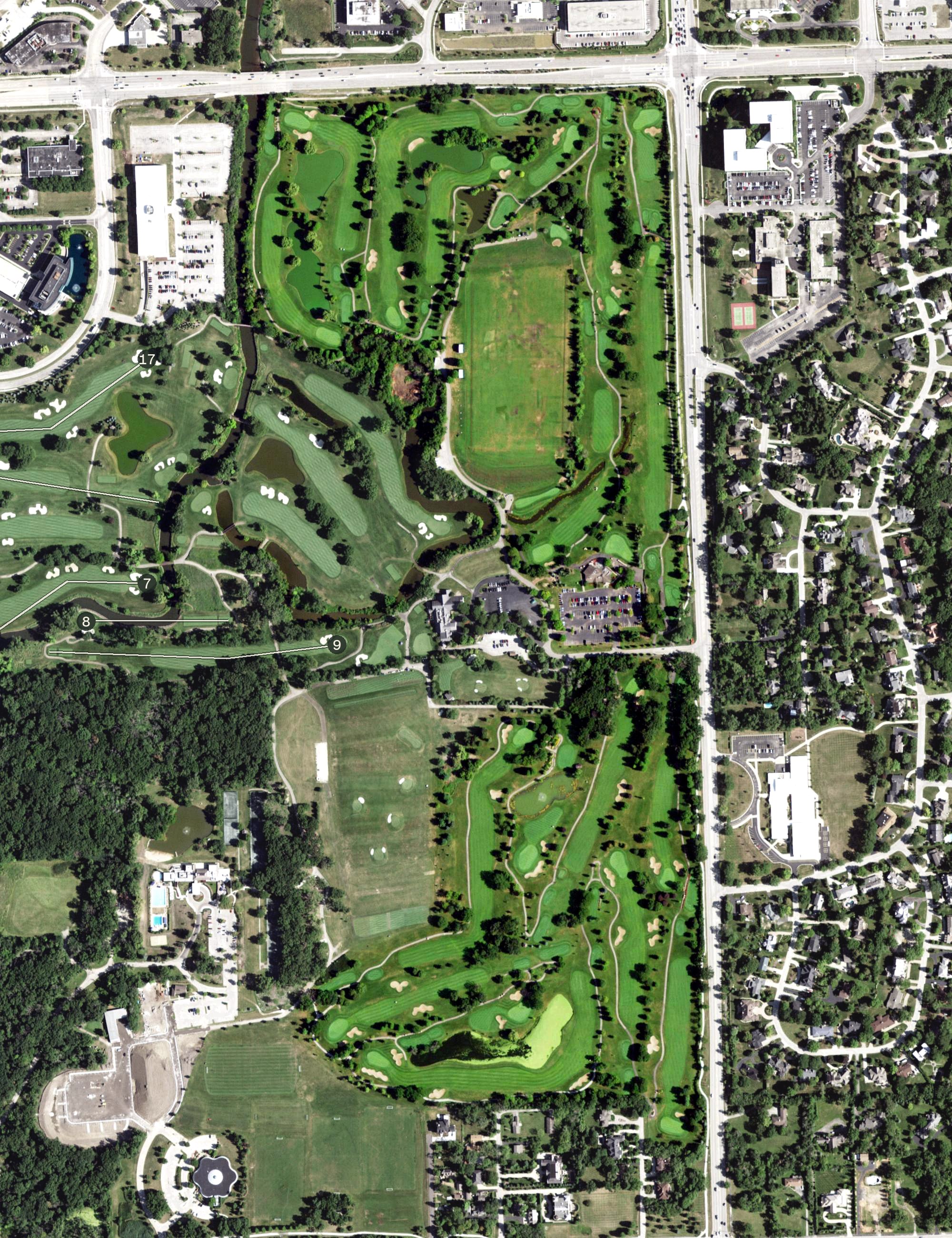 Aerial view of Oak Brook Golf Course, IL