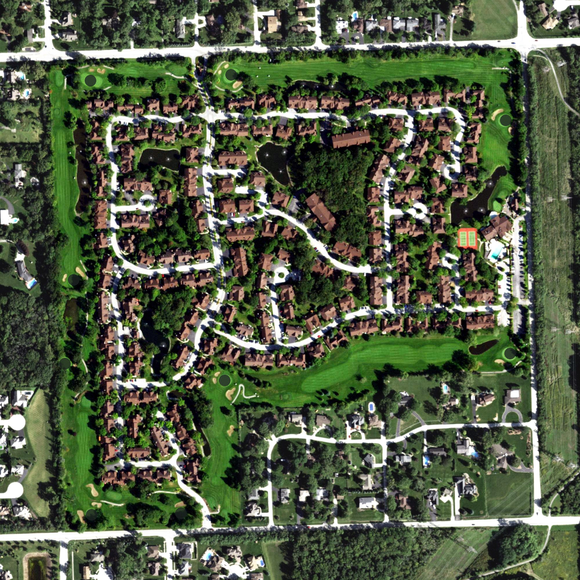 Aerial view of Oak Hills Golf Club, IL