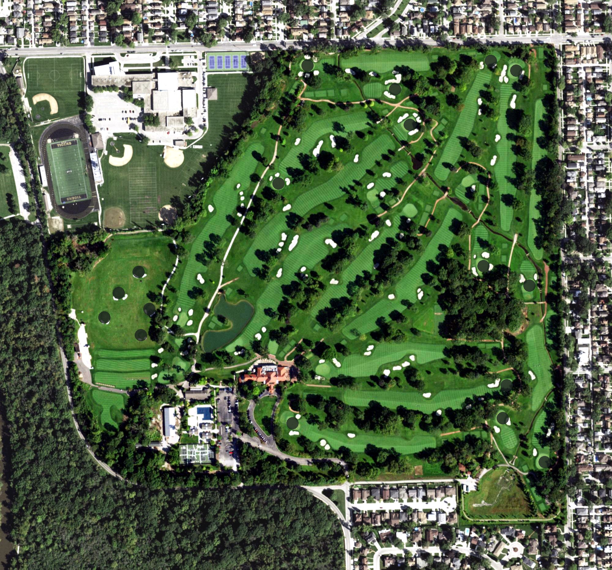 Aerial view of Oak Park Country Club, IL